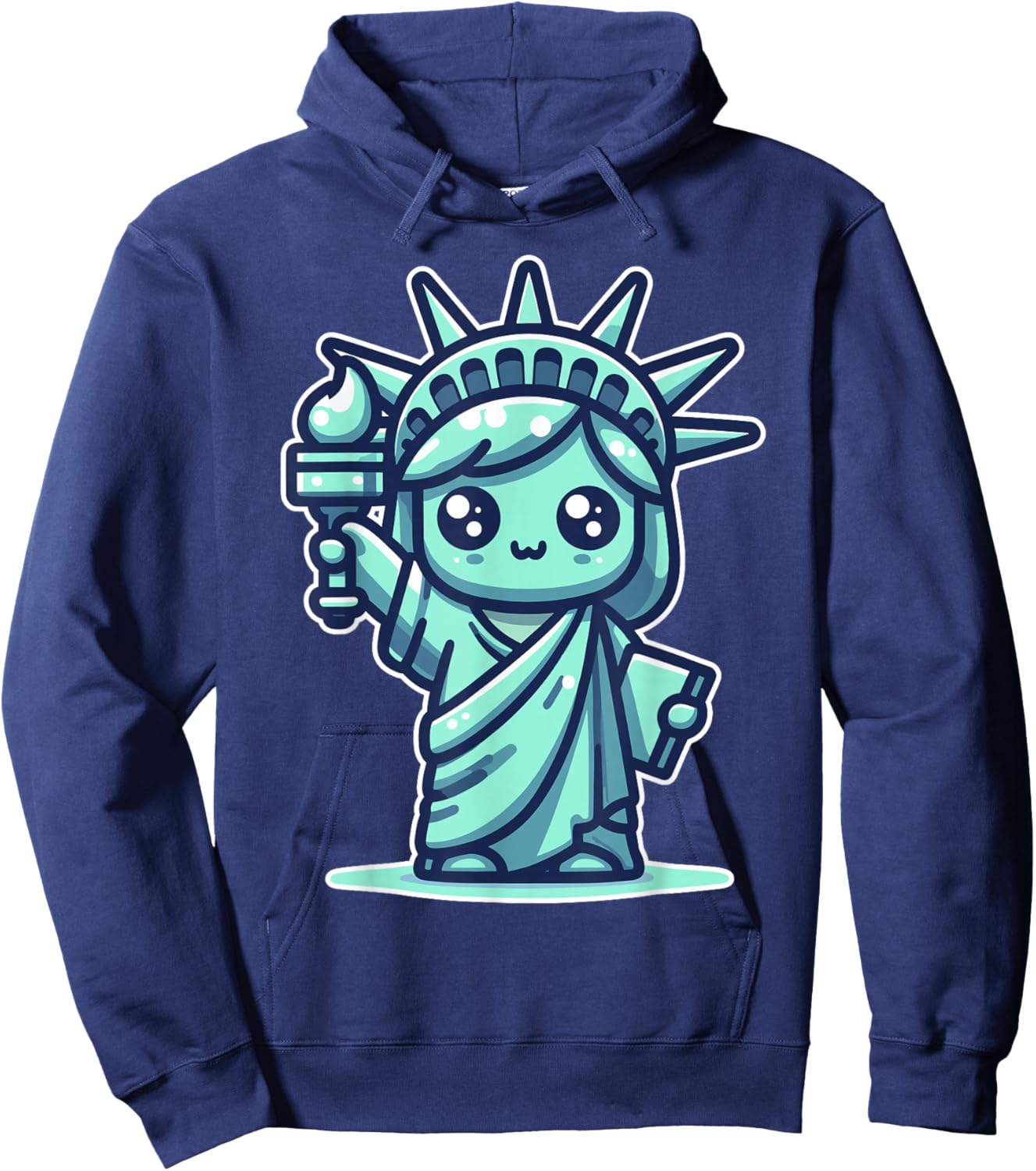 Cute Kawaii Statue of Liberty NYC New York City Hoodie - Hoodie | Navy