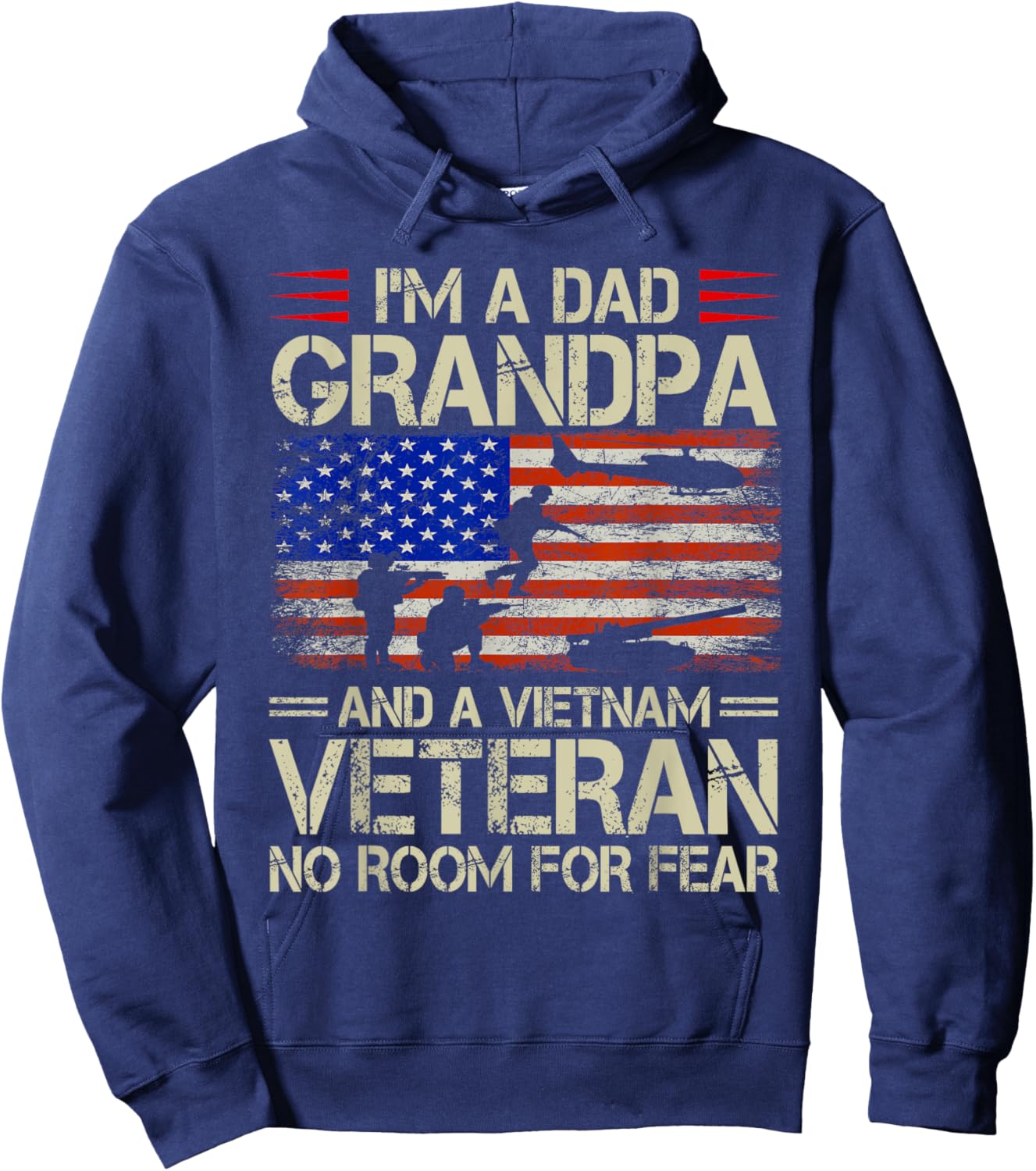 I'm A Dad Grandpa And Vietnam Veteran Retro Papa Grandpa Hoodie - Hoodie | Navy