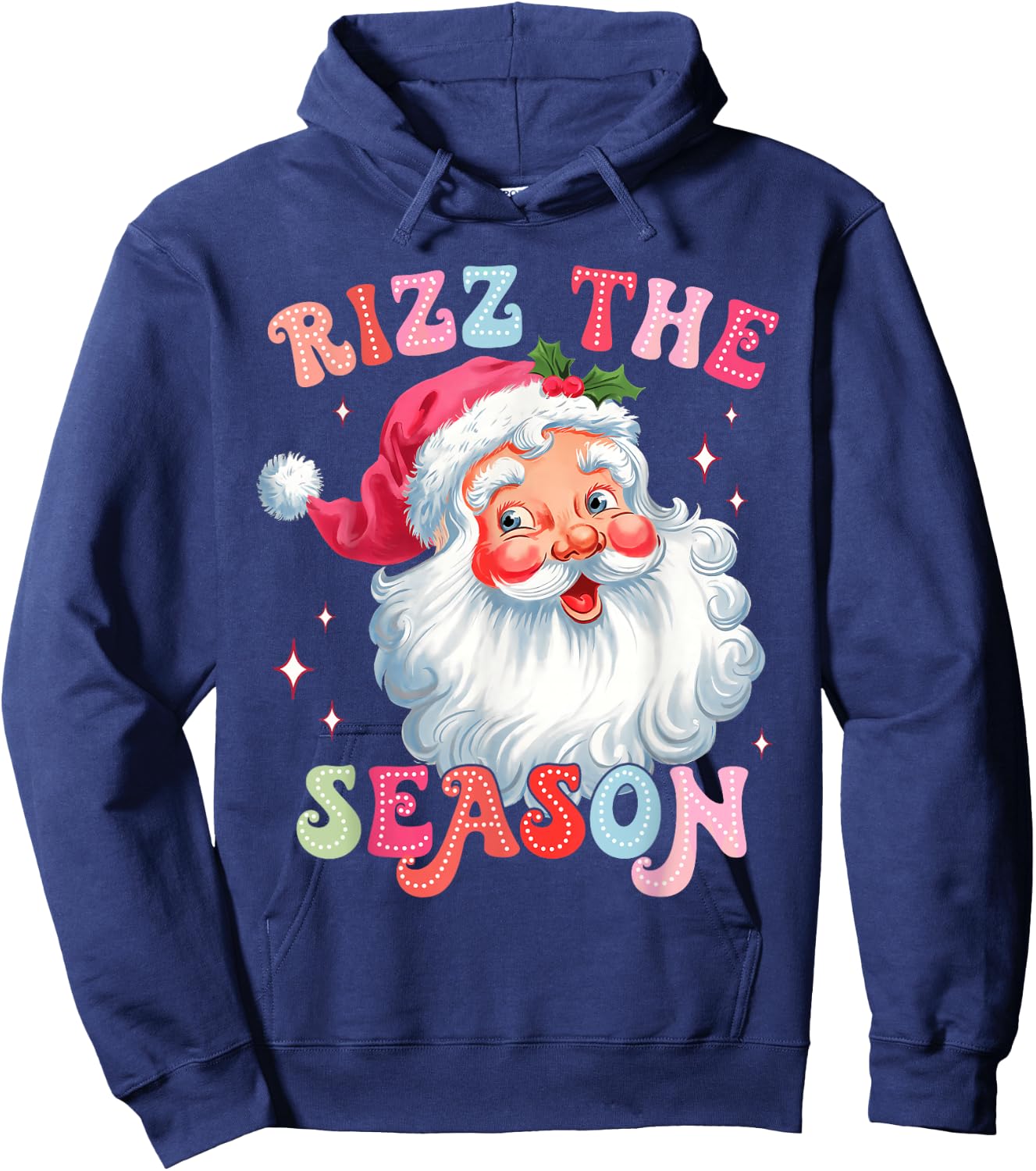 Rizz the Season Funny Christmas Rizzmas Santa Claus Rizzler Hoodie - Hoodie | Navy