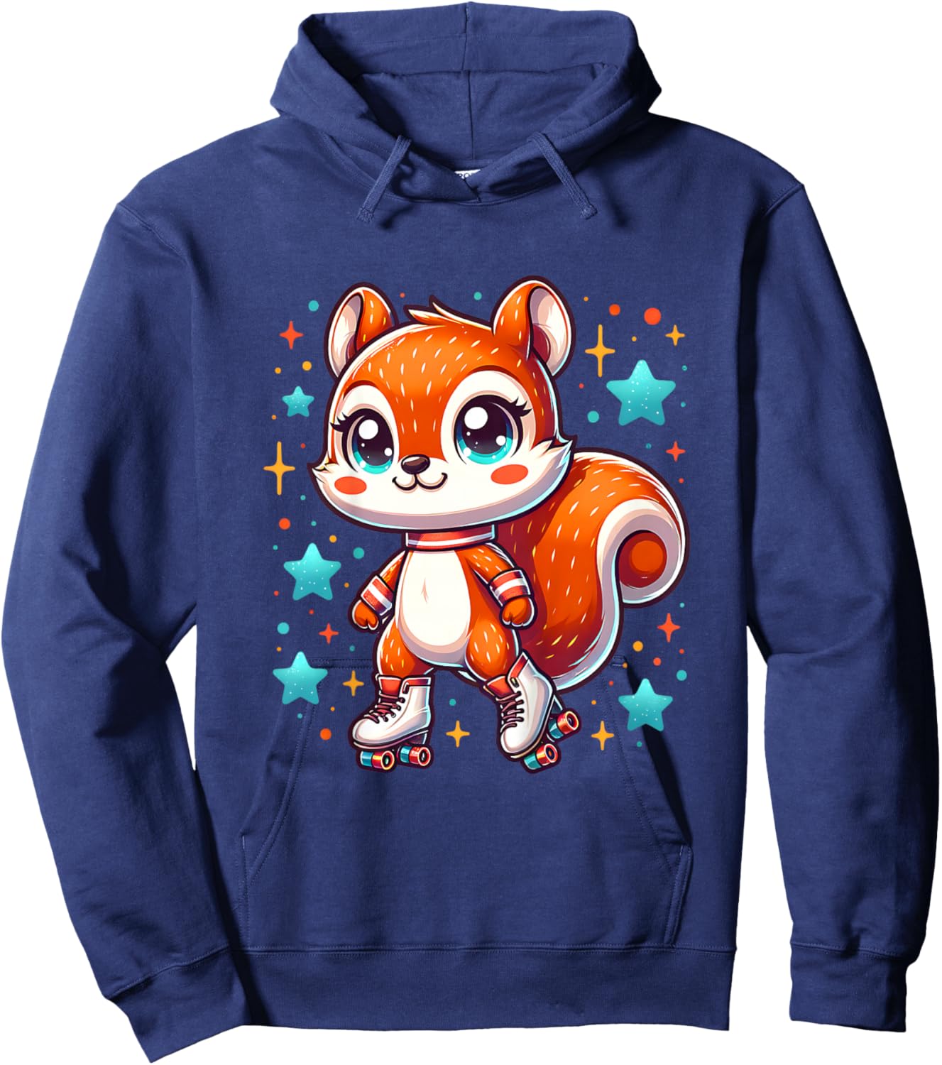 Squirrel Roller Skates Cute Girl Love Roller Skating Graphic Hoodie - Hoodie | Navy