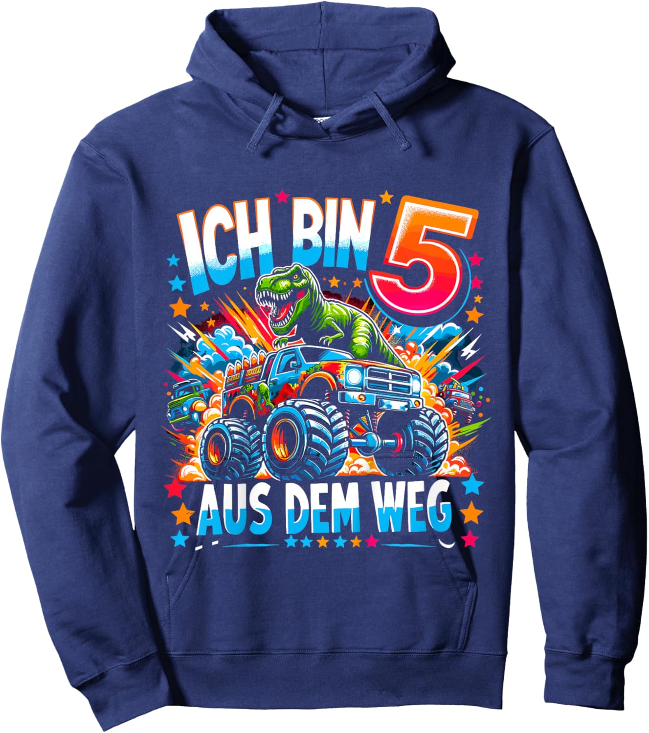 Kinder Ich Bin 5 5. Geburtstag Junge Fünf Jahre Jungs Hoodie - Hoodie | Navy
