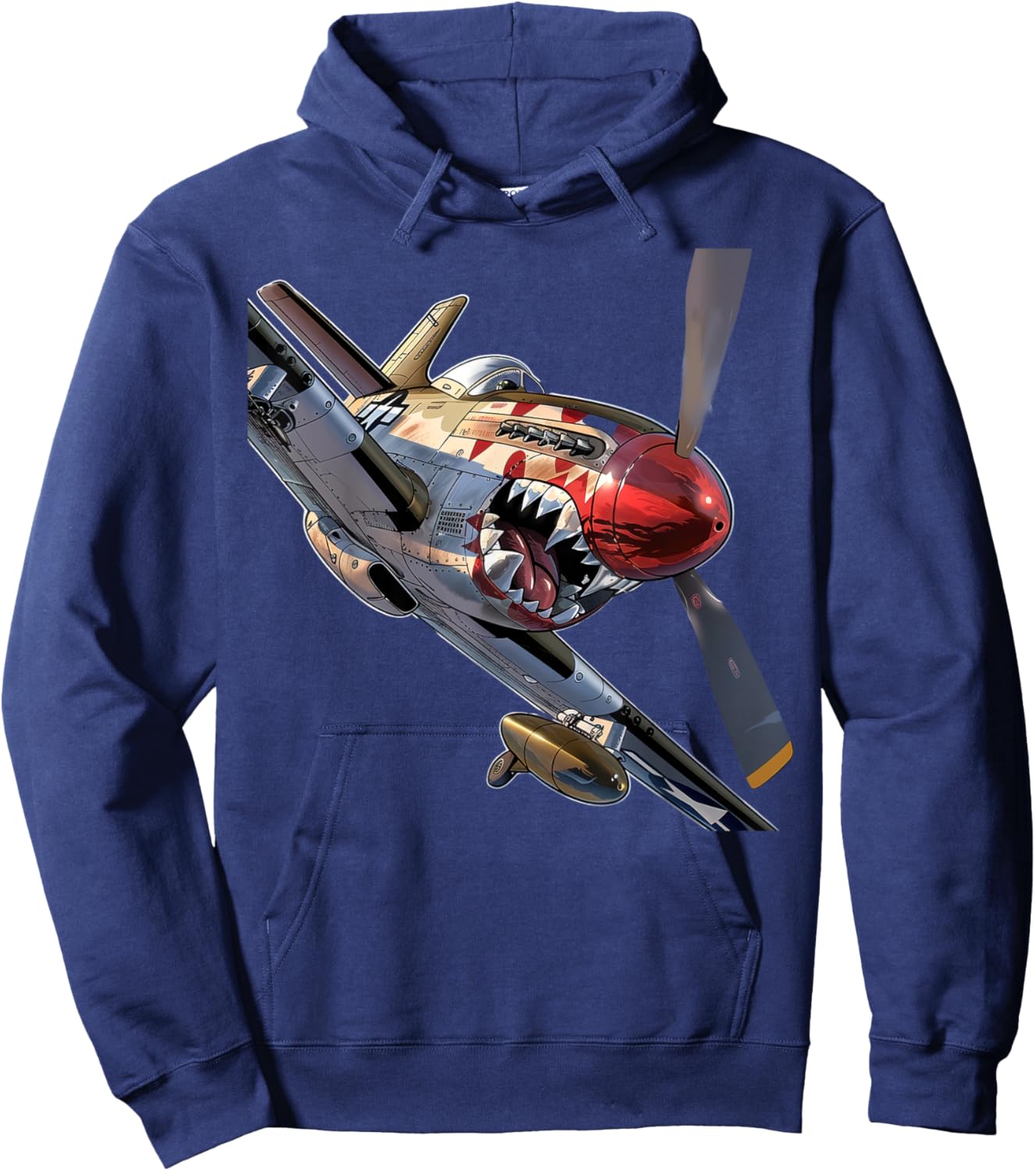 Fun Cartoon P-51 Fighter Plane Aircraft Warbird Hobbyist Hoodie - Hoodie | Navy