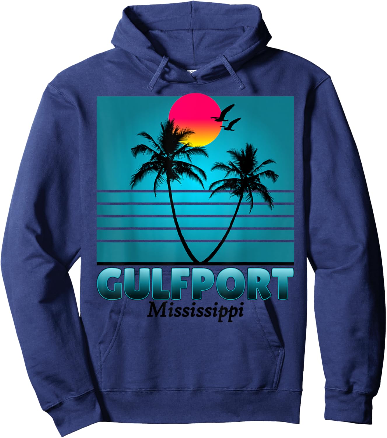 Gulfport Mississippi Holiday Retro Vintage Gift Hoodie - Hoodie | Navy