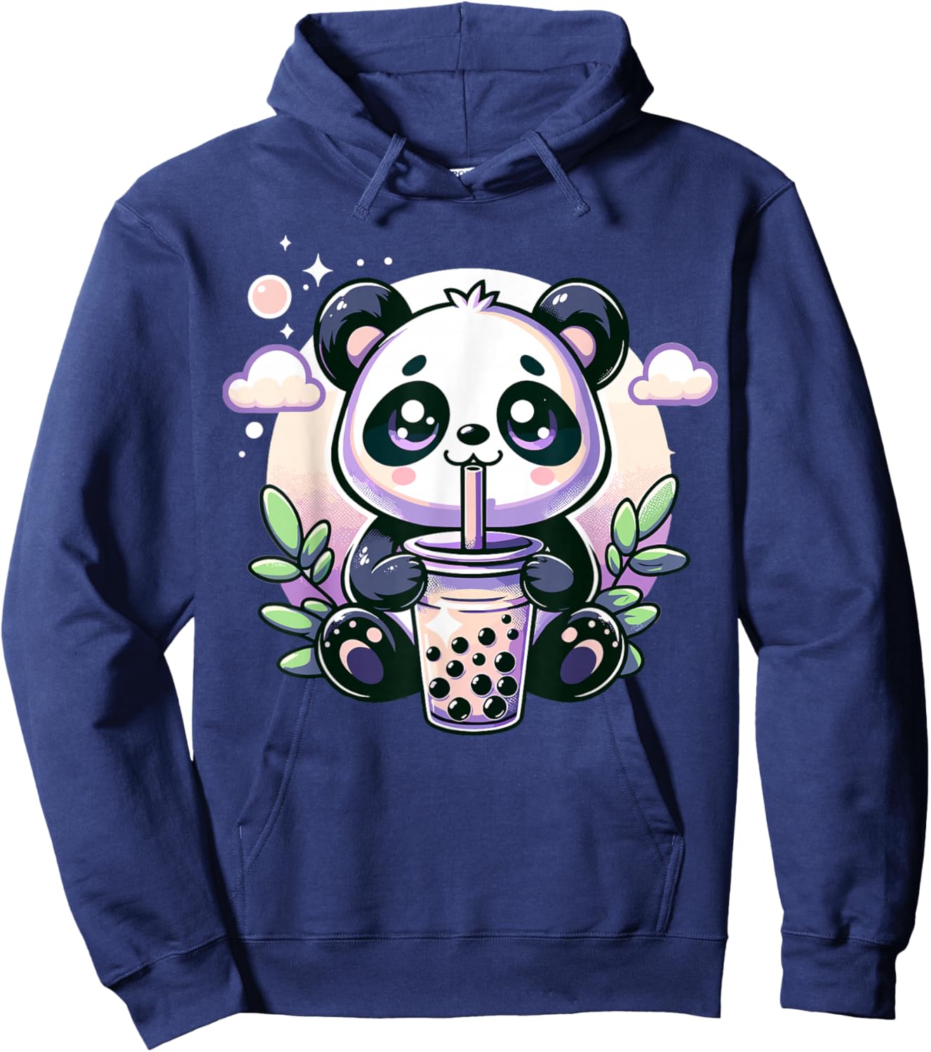 Kawaii Panda Anime Boba Drink Bubble Tea Kids Teen Girl Boy Hoodie - Hoodie | Navy
