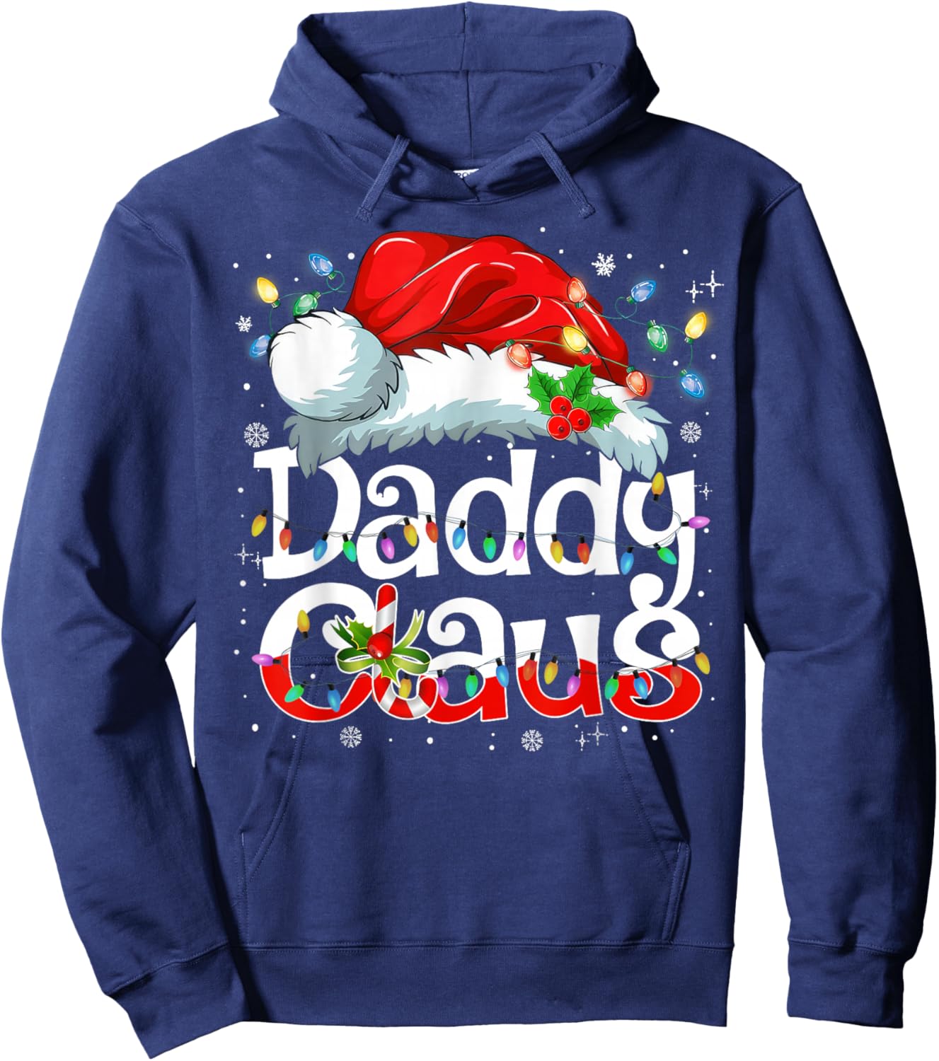 Daddy Claus Christmas Pajama Family Matching Xmas Light Hoodie - Hoodie | Navy