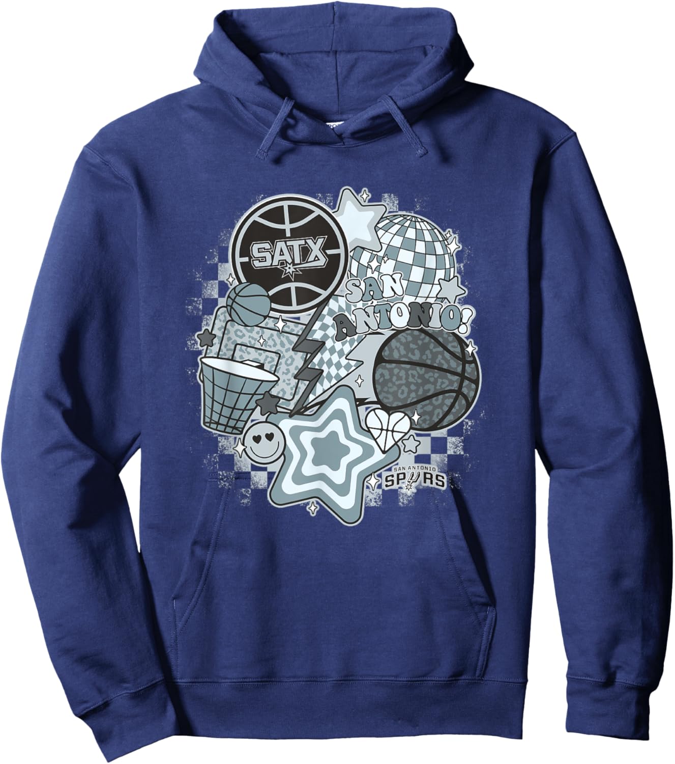 NBA San Antonio Spurs Psychedelic Basketball Collage Hoodie - Hoodie | Navy