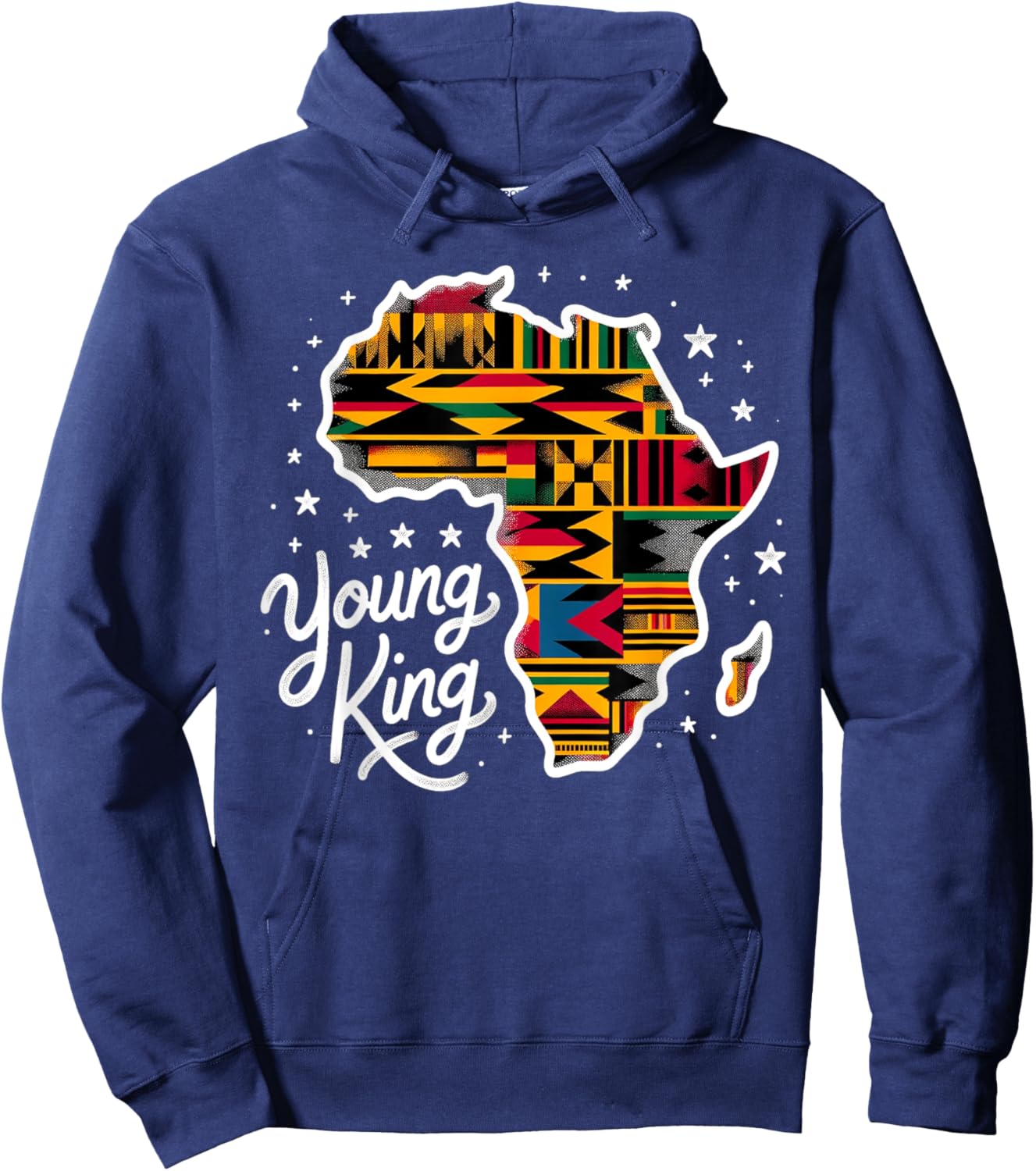 Boys African Kente Print Clothes Kids Young King Kente Youth Hoodie - Hoodie | Navy