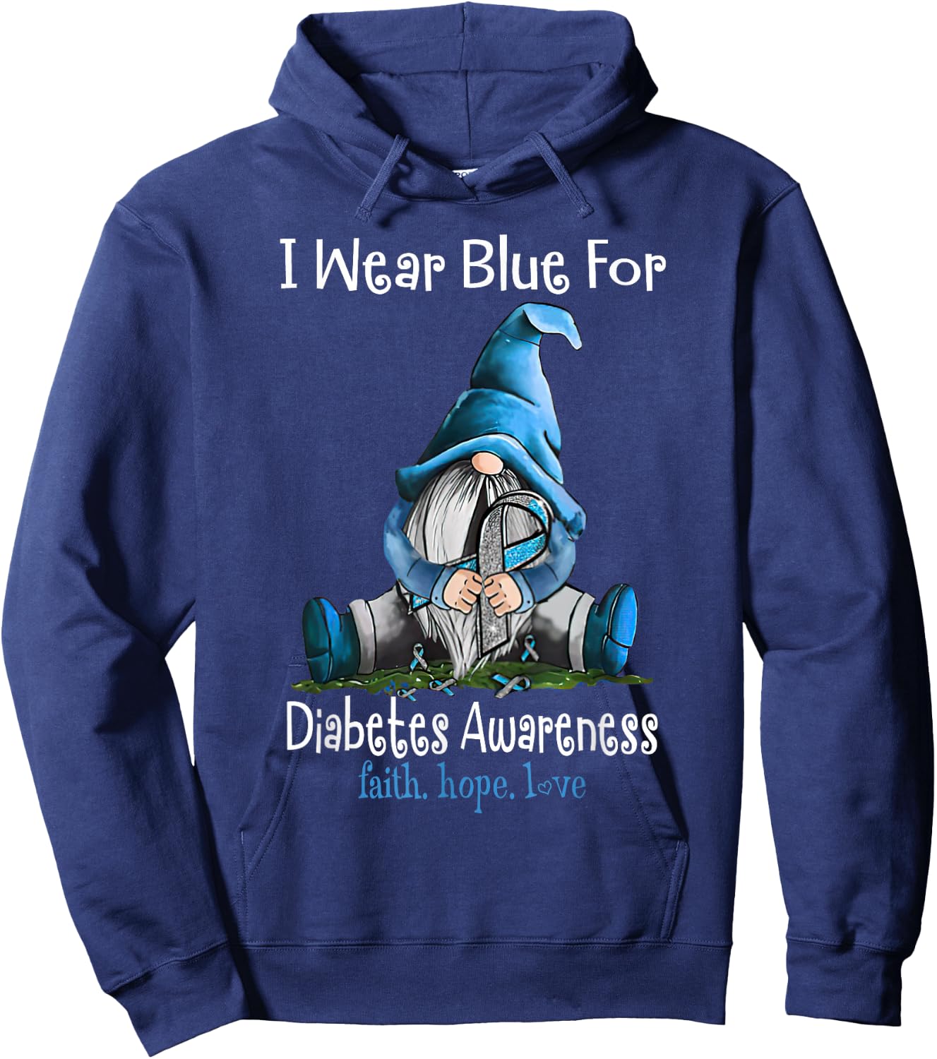 November Diabetes Awareness Month Funny Gnomes Wear Blue Hoodie - Hoodie | Navy