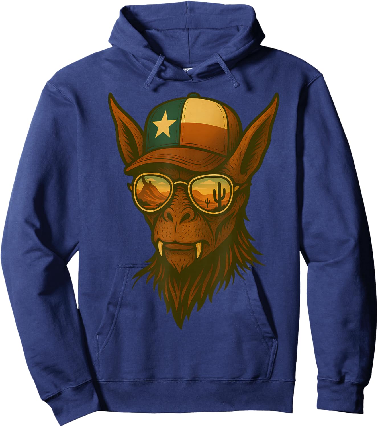 Texas Chupacabra Desert Reflection Mythical Cryptid Art Hoodie - Hoodie | Navy