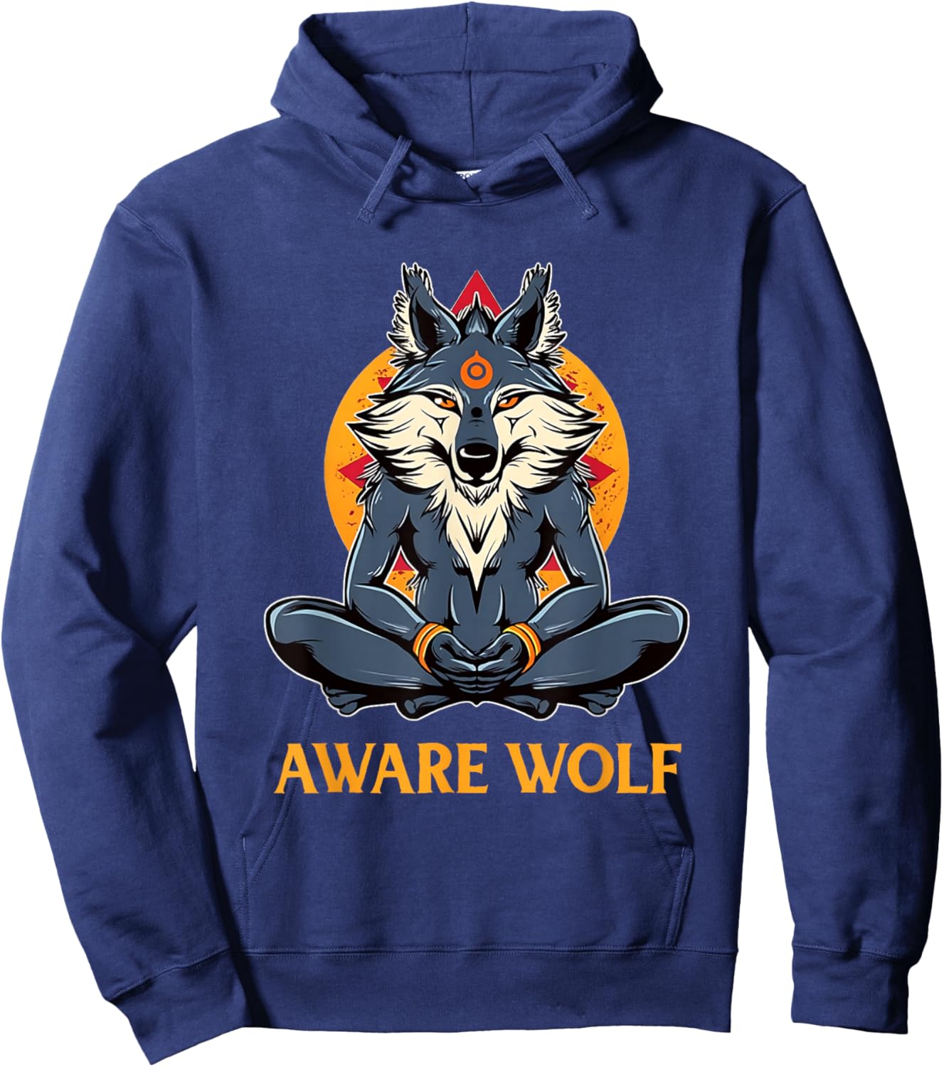 Awarewolf Aware Wolf Yoga Meditation Namaste Yogi Workout Hoodie - Hoodie | Navy