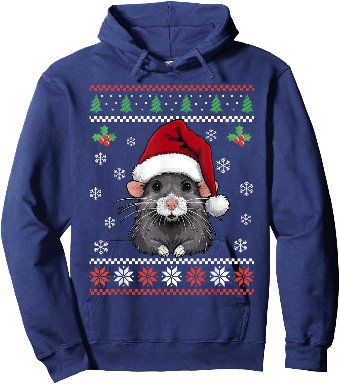 Rat Ugly Christmas Sweater Mouse Xmas for Adults Kids Hoodie - Hoodie | Navy