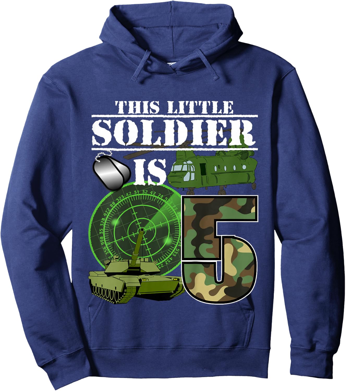 5 Year Old Soldier Birthday T Shirt Military Camo 5th Gift Hoodie - Hoodie | Navy