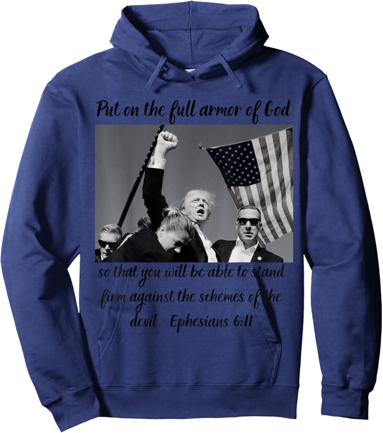 Donald Trump Fist Pump Flag 7 13 Hoodie - Hoodie | Navy