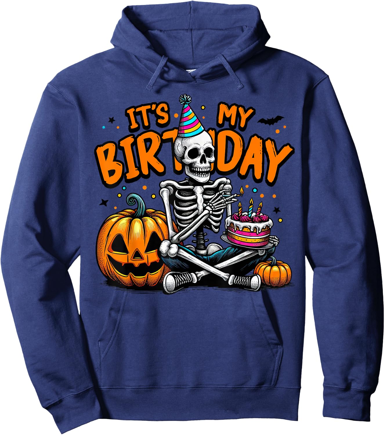 It's My Birthday Skeleton Happy Halloween Birthday Party Hoodie - Hoodie | Navy