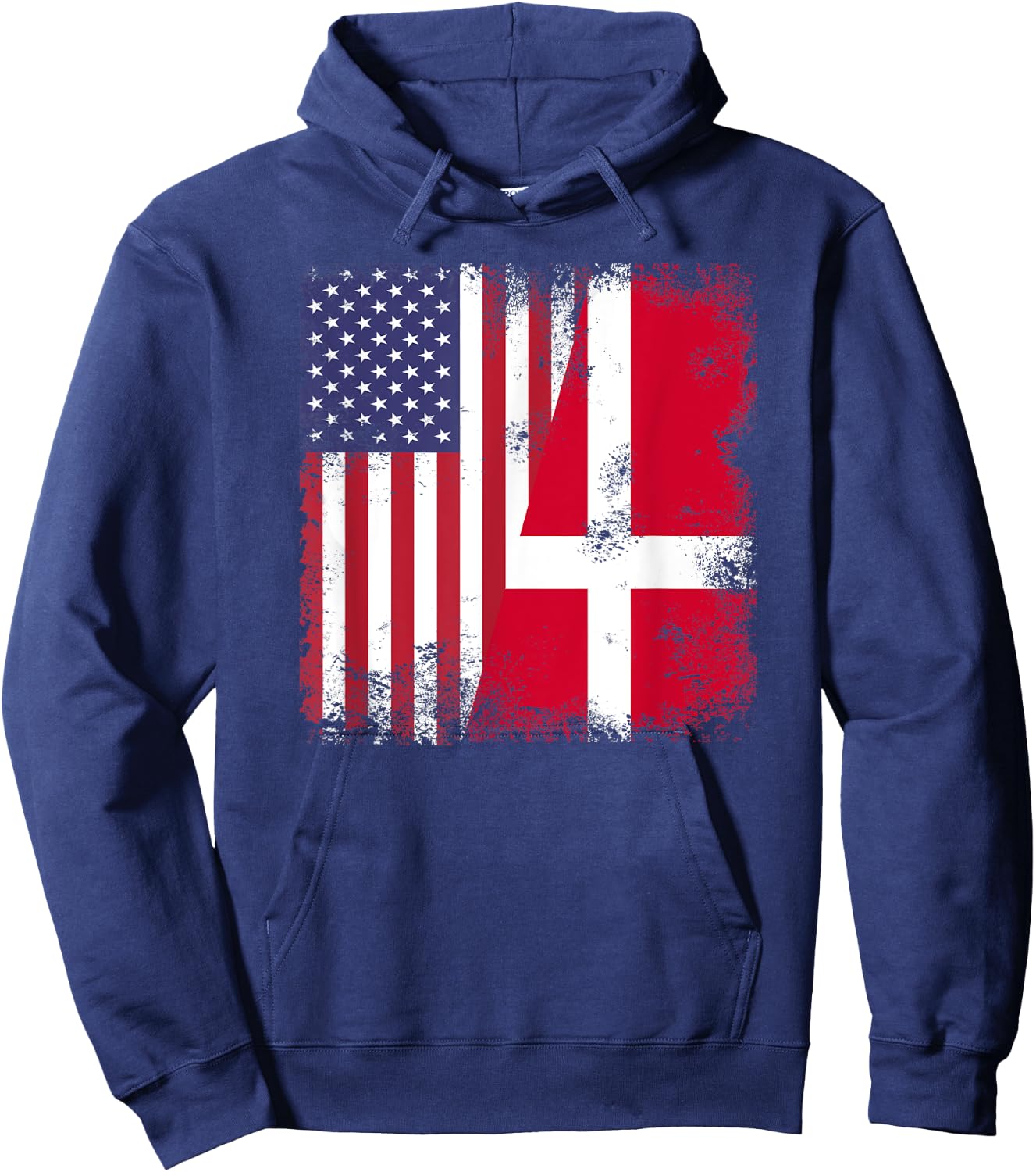 Half Danish Dane Flag | Vintage Denmark USA Gift Hoodie - Hoodie | Navy