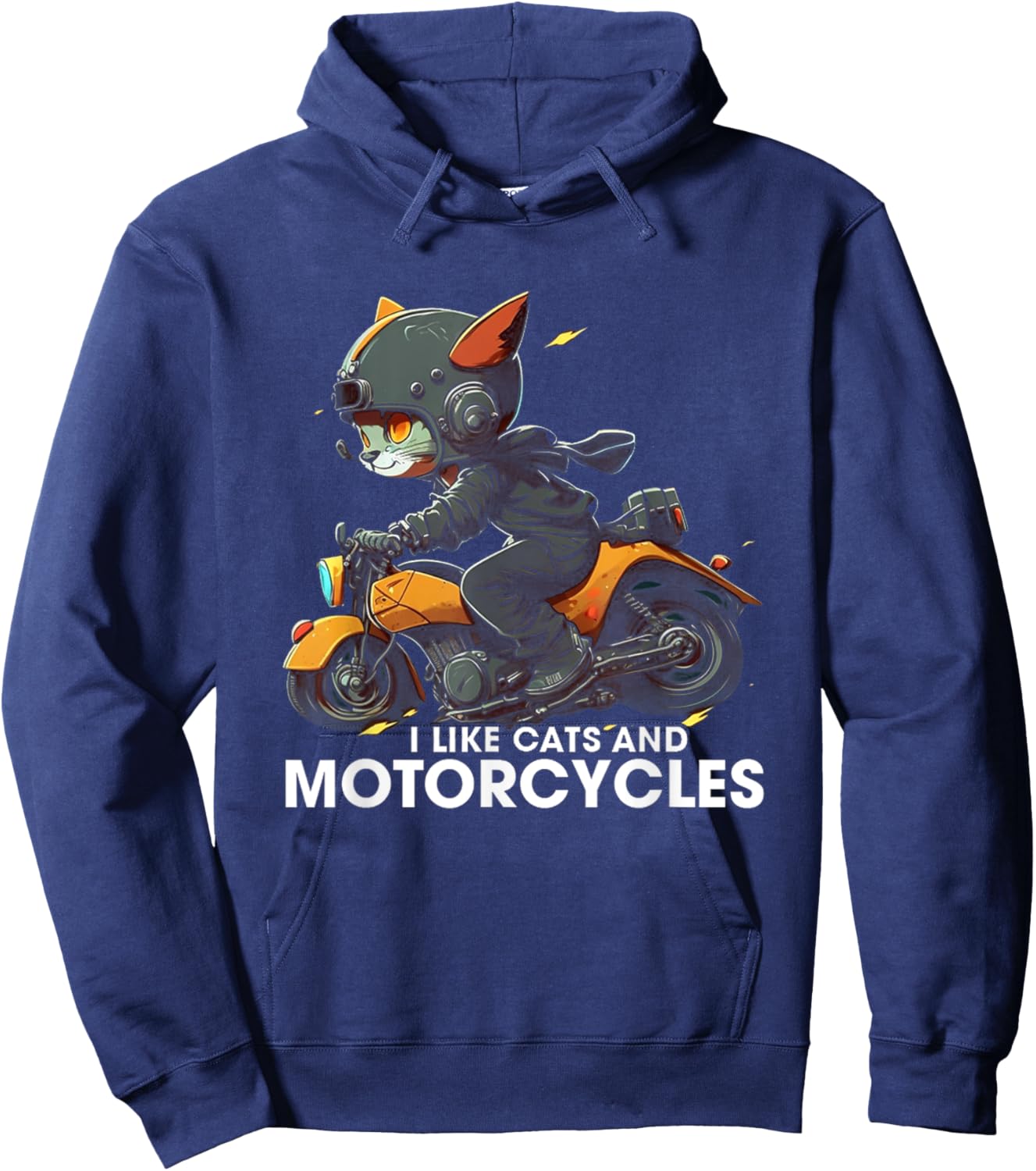 I Like Cats And Motorcycles cat riding motorcycle cute cat Men Women Hoodie - Hoodie | Navy
