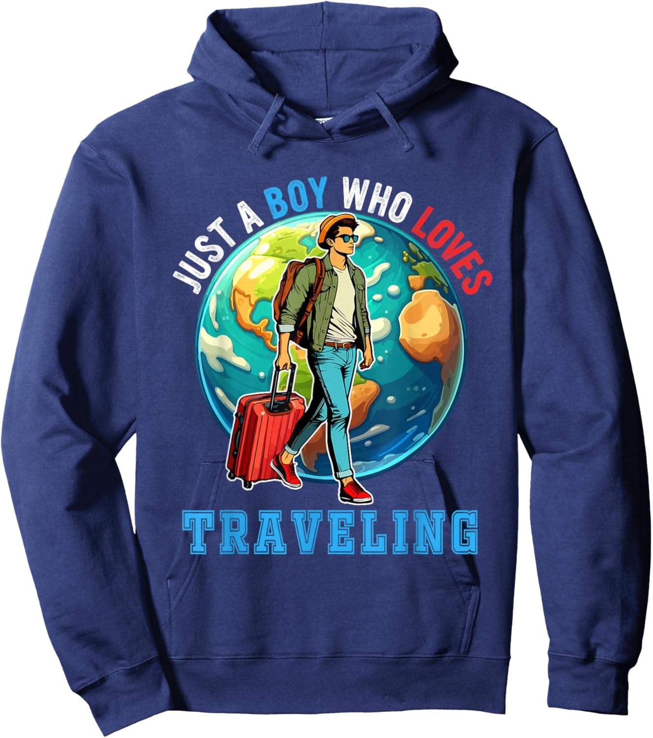 A Boy Loves Traveling Costume Men Matching Travel Lover Hoodie - Hoodie | Navy