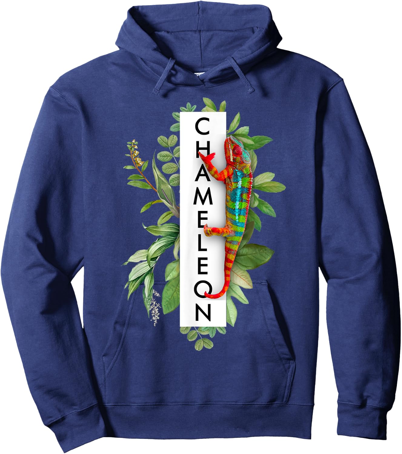 Panther Chameleon Tropical Print Chameleon Lizard Hoodie - Hoodie | Navy