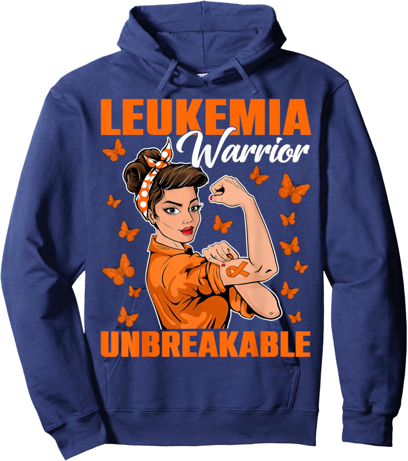 Leukemia Awareness Month Warrior Unbreakable Women Girls Hoodie - Hoodie | Navy