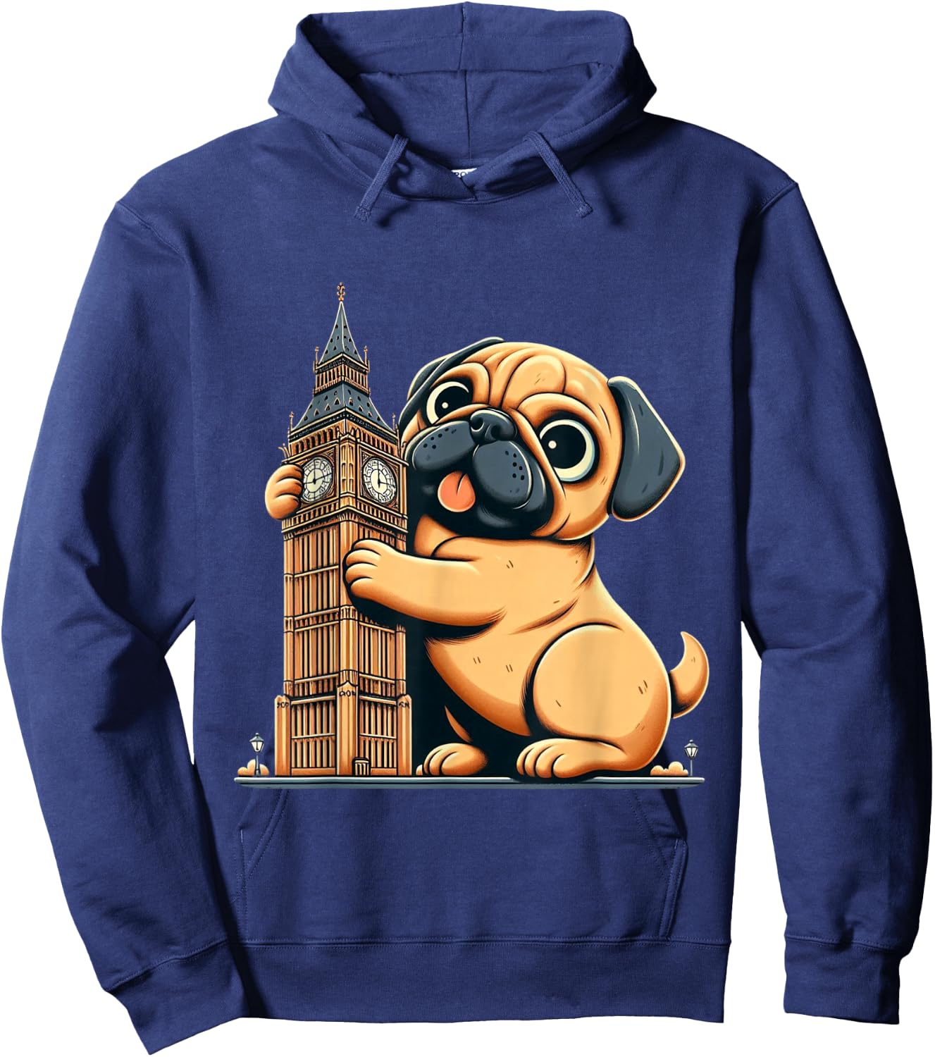 Pug Dog Owner Tourist Big Ben London Men Women Kids Family Hoodie - Hoodie | Navy