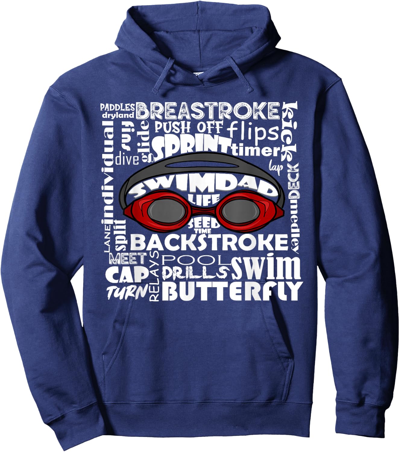 Swim Dad Swimmer Funny Swimming Sport Goggles Practice Hoodie - Hoodie | Navy
