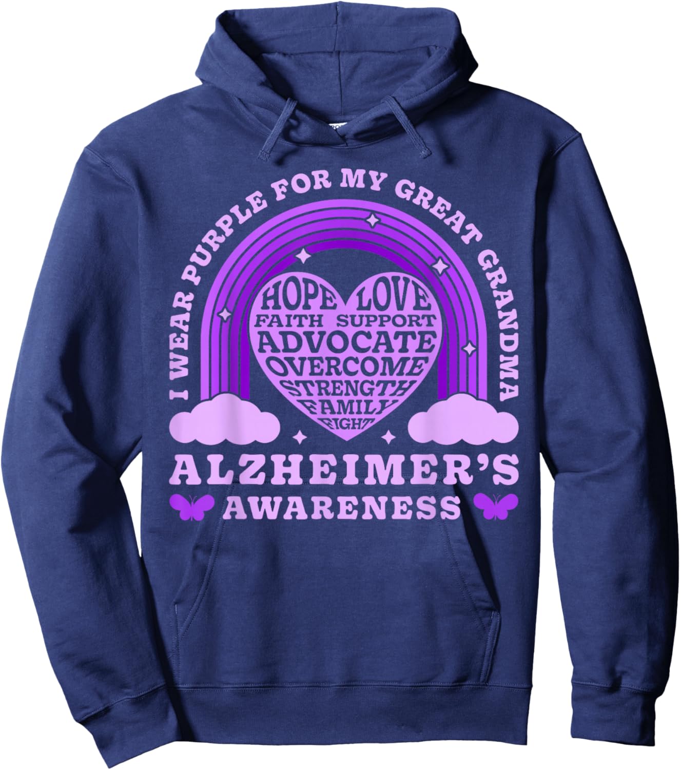 I Wear Purple For My Great Grandma Alzheimer's Awareness Day Hoodie - Hoodie | Navy
