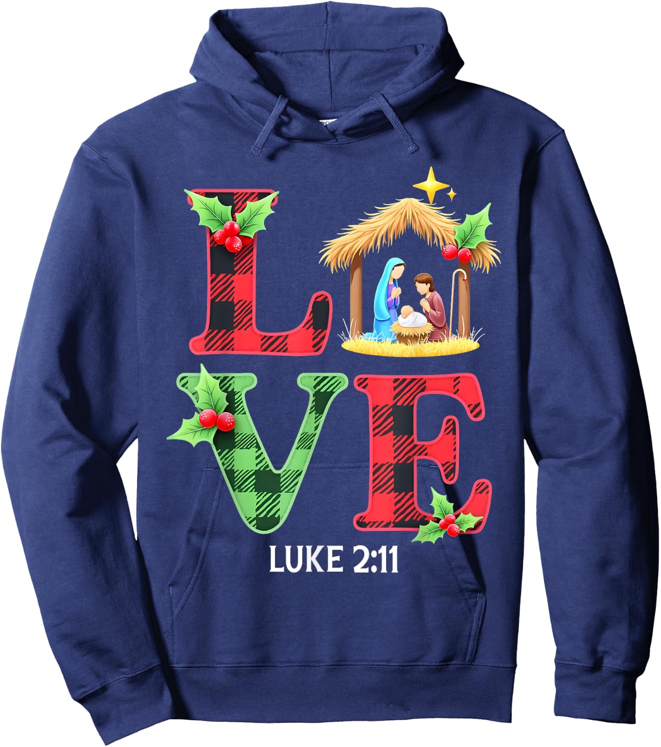 Love Nativity Christmas Jesus Xmas Christian Family Matching Hoodie - Hoodie | Navy