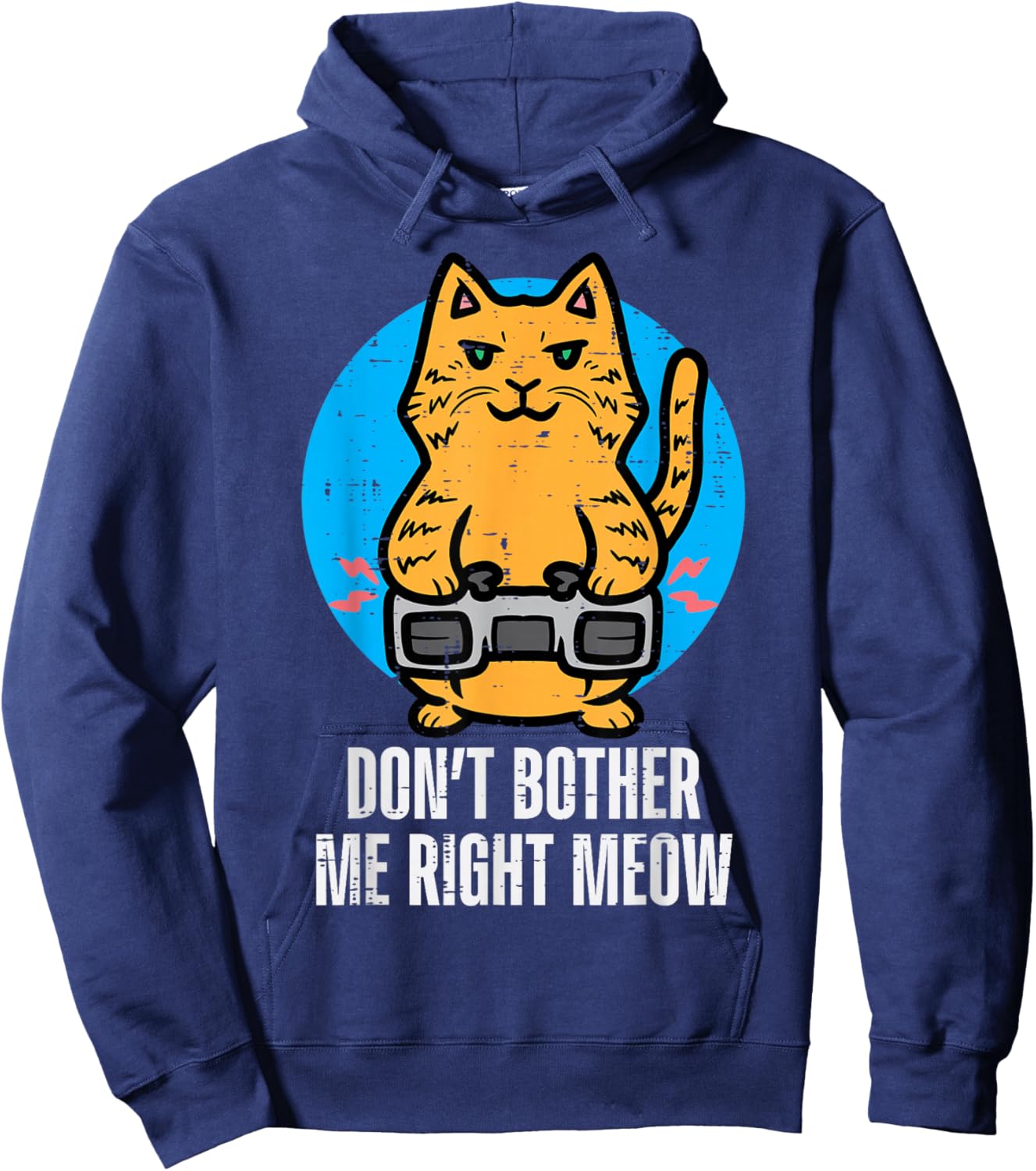 Gamer Cat Dont Bother Me Meow Funny Gaming Men Boys Kids Hoodie - Hoodie | Navy
