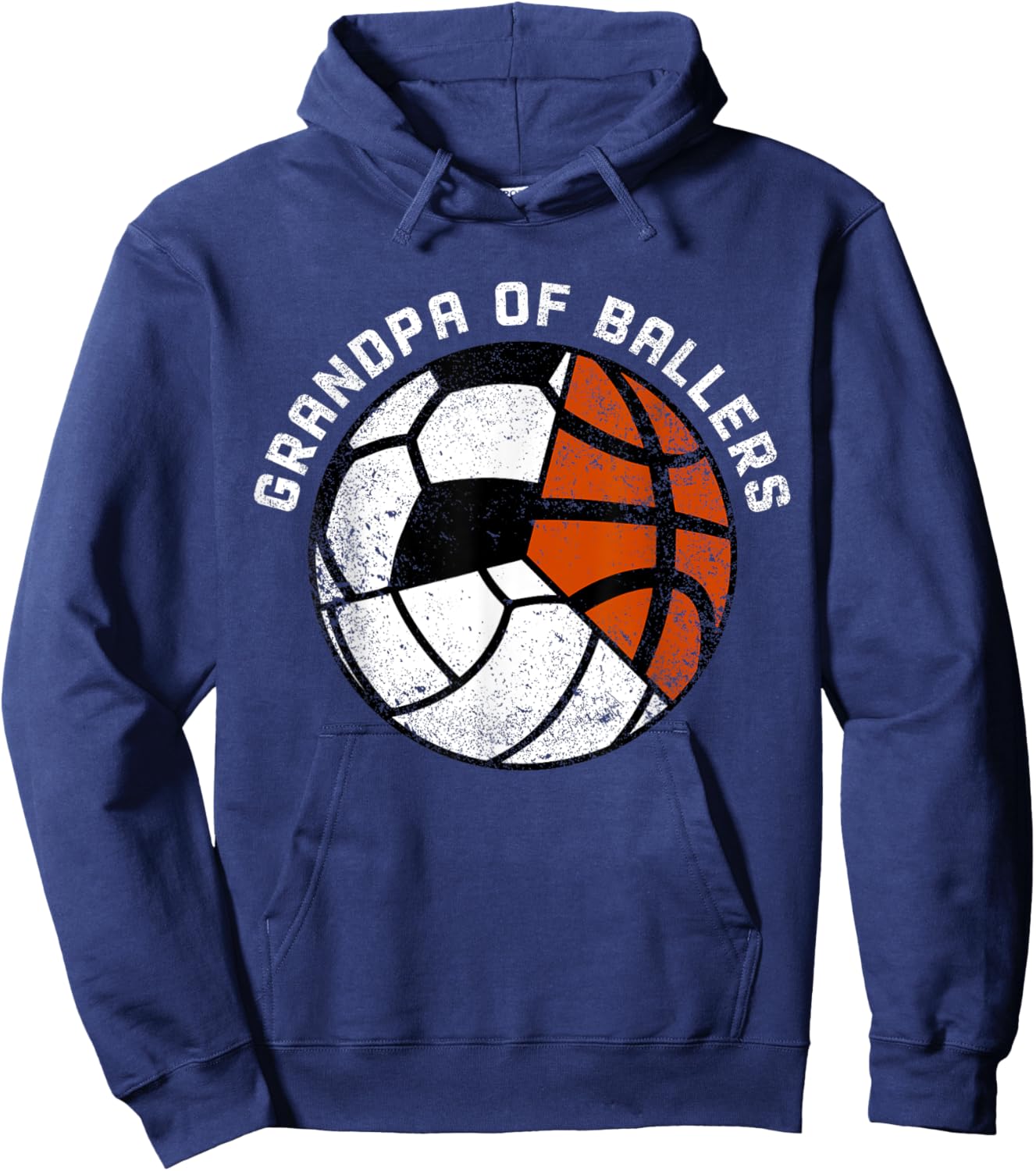 Grandpa Of Ballers Funny Volleyball Soccer Basketball Hoodie - Hoodie | Navy