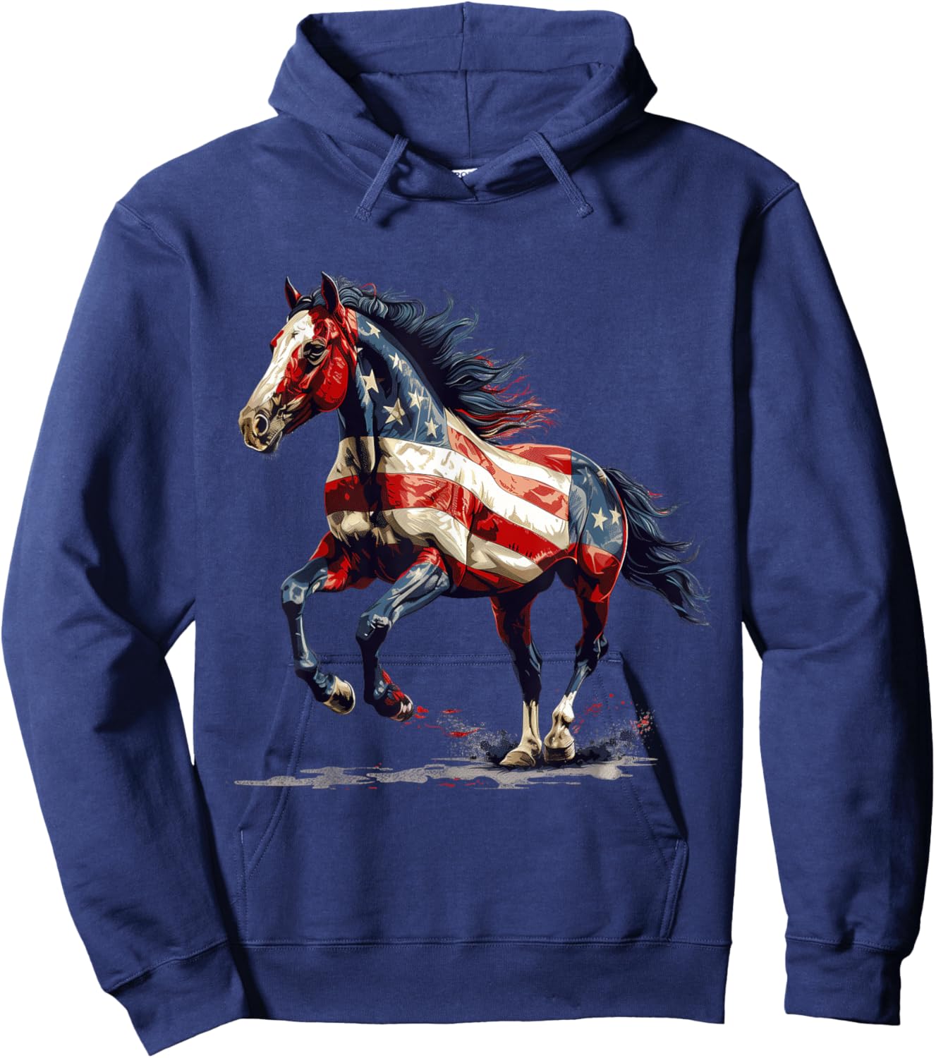Patriotic Horse USA Flag Vintage Horse 4th Of July Hoodie - Hoodie | Navy