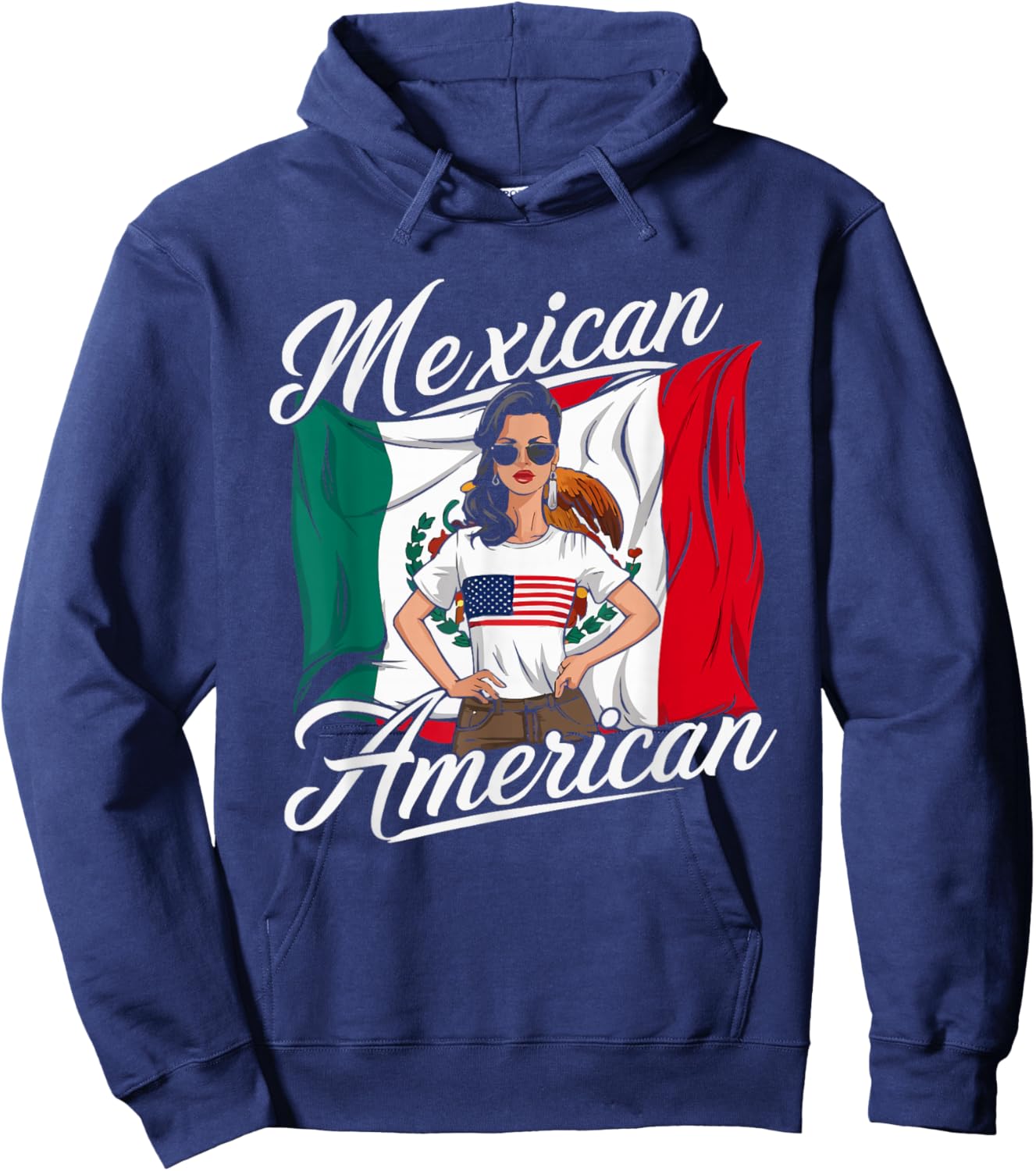 Half Mexican Half American USA Flag Mexico America Hoodie - Hoodie | Navy