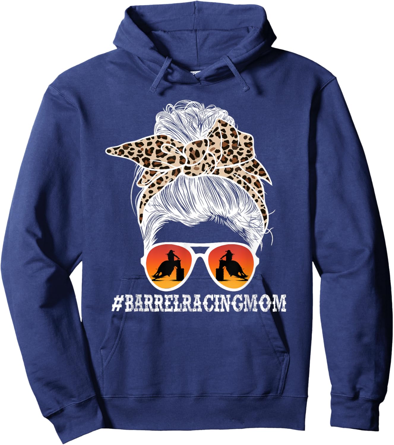 Barrel Racing Mom Messy Bun Mom Of A Barrel Racer Mother Hoodie - Hoodie | Navy