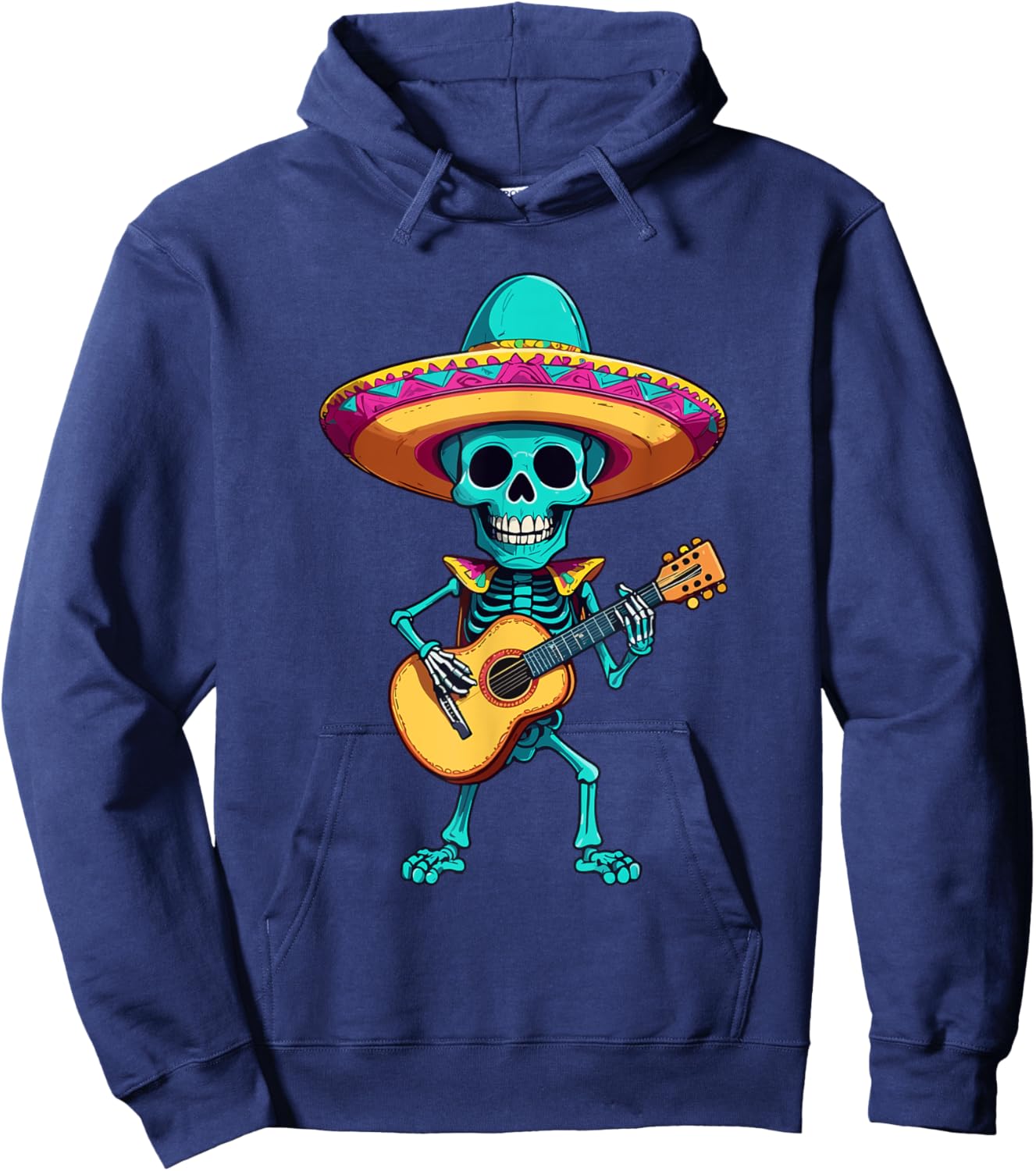 Skelett Mexikanischer Mariachi Gitarrenspieler Design Hoodie - Hoodie | Navy