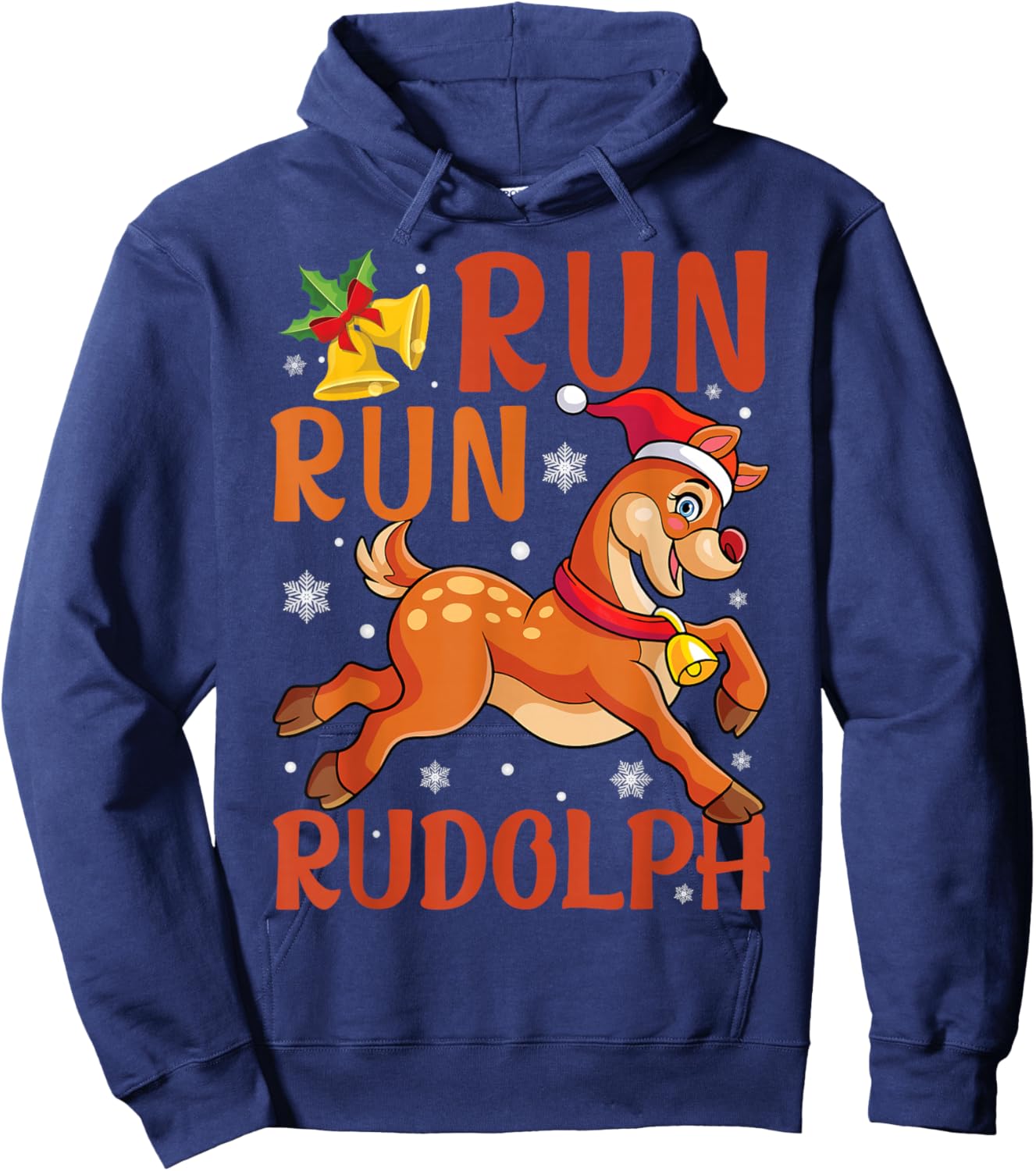 Run Run Rudolph Christmas 5K 10K Holiday Team Running Hoodie - Hoodie | Navy