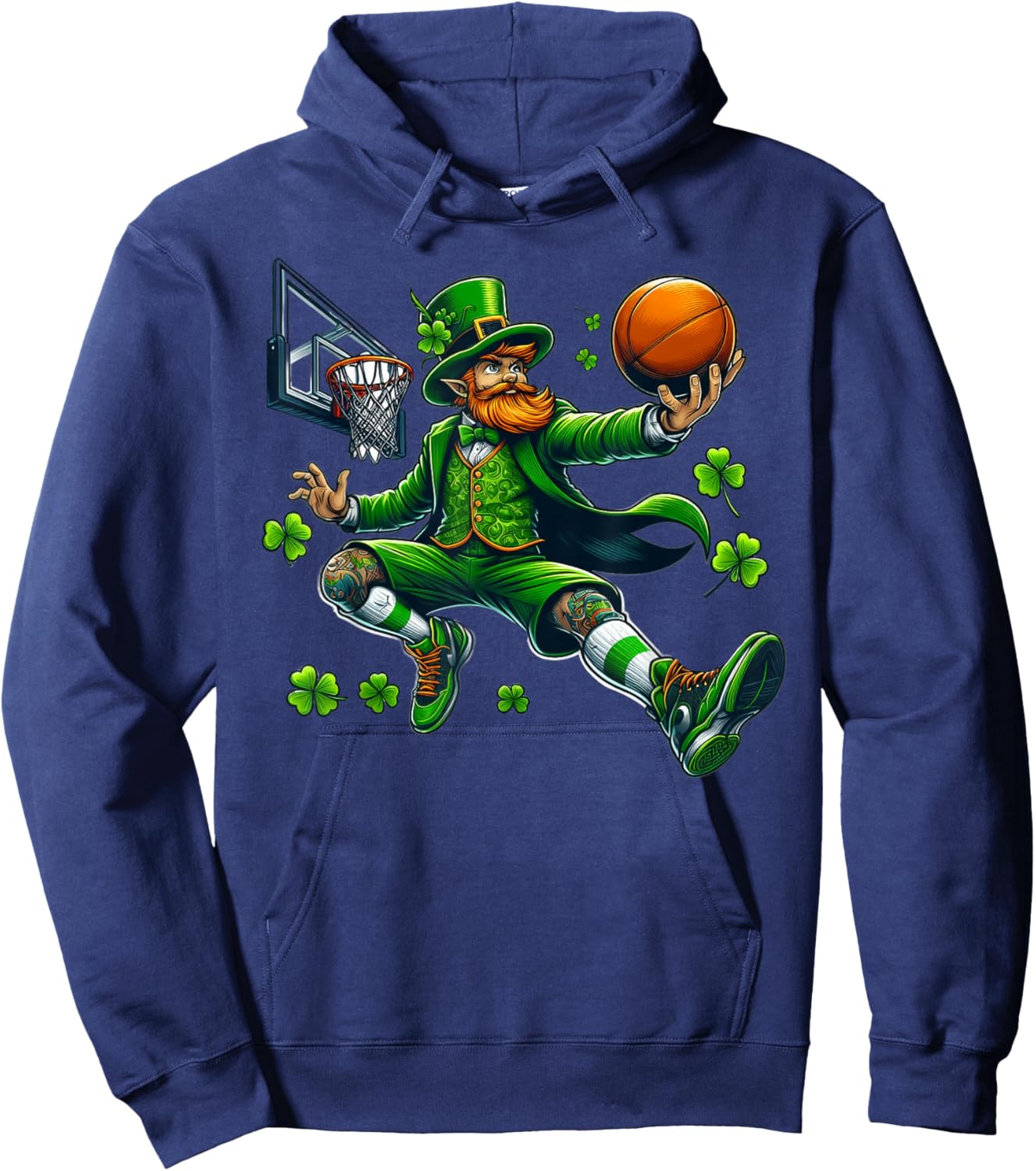 Leprechaun Basketball Dunk St. Patrick's Day Lucky Sports Hoodie - Hoodie | Navy