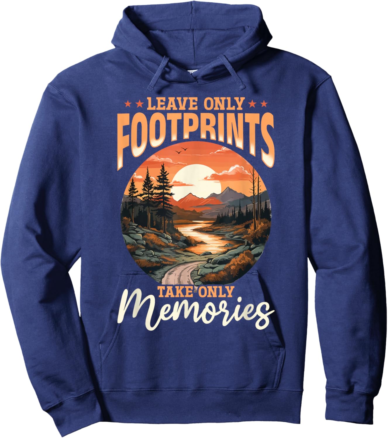 Hiking Outdoors Hike Mountains - Leave only Footprints Hoodie - Hoodie | Navy