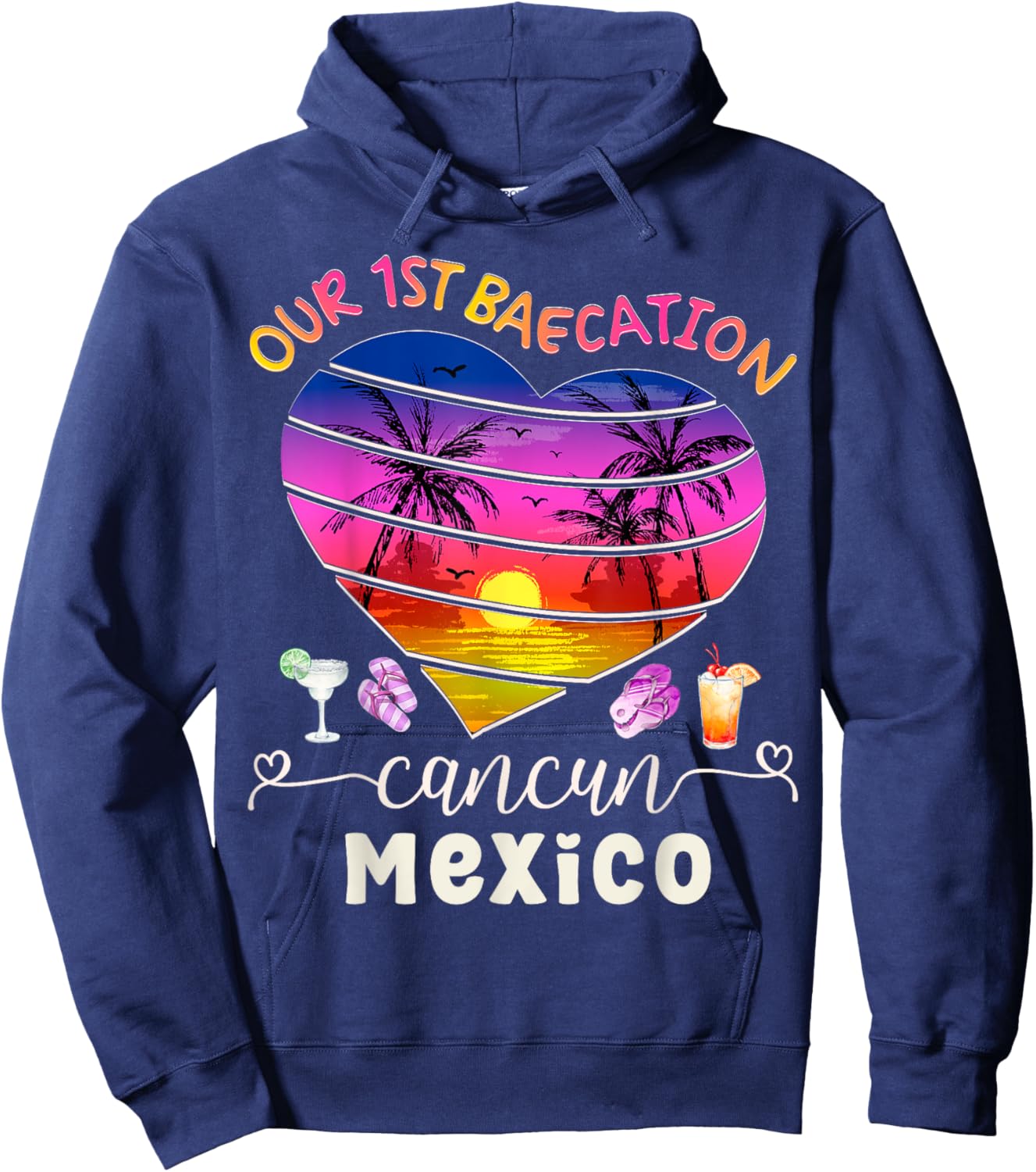 Our 1st Baecation Summer Vacation Cancun Mexico Couples Trip Hoodie - Hoodie | Navy