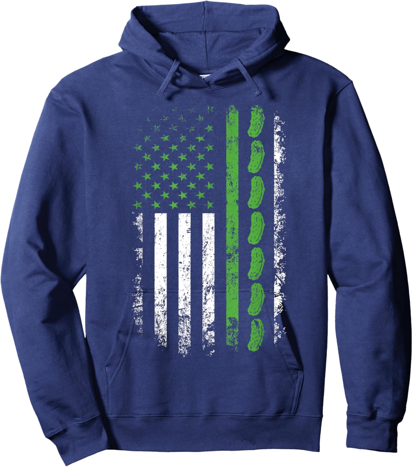 Pickle Cucumber US American Flag for Pickle Lovers Men Women Hoodie - Hoodie | Navy