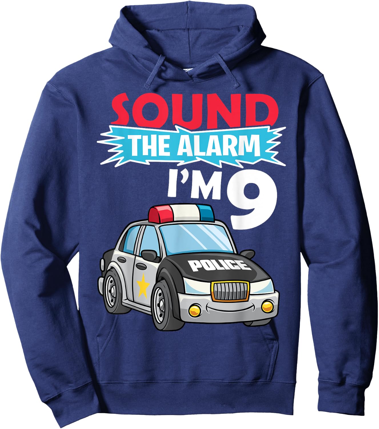 Birthday Boy Shirt 9 Years Old Kids Police Car Policeman Cop Hoodie - Hoodie | Navy