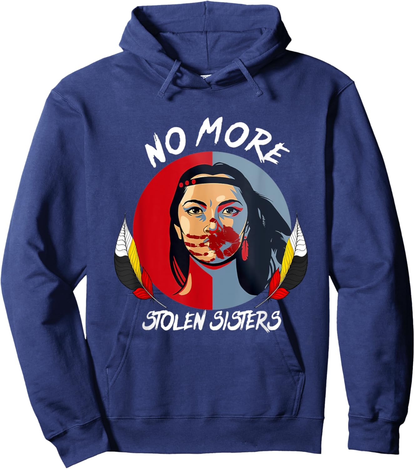 No More Stolen Sister MMIW Indigenous Red Hand Hoodie - Hoodie | Navy