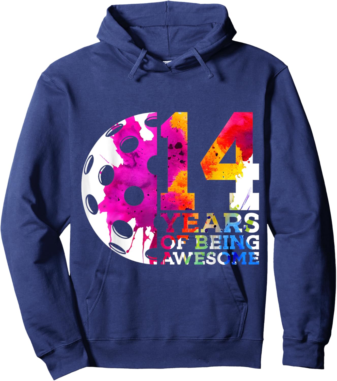 14 Years of Being Awesome Pickleball 14th Birthday Hoodie - Hoodie | Navy