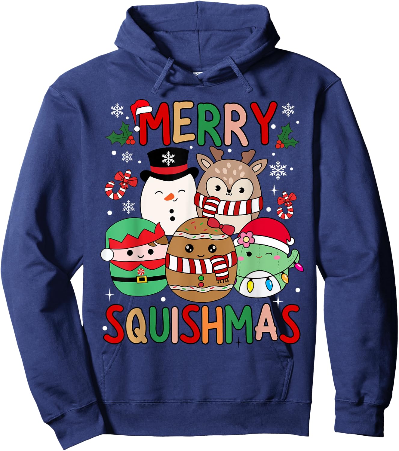 Squish Squad Merry Christmas Great Gifts Cute for Kids Woman Hoodie - Hoodie | Navy