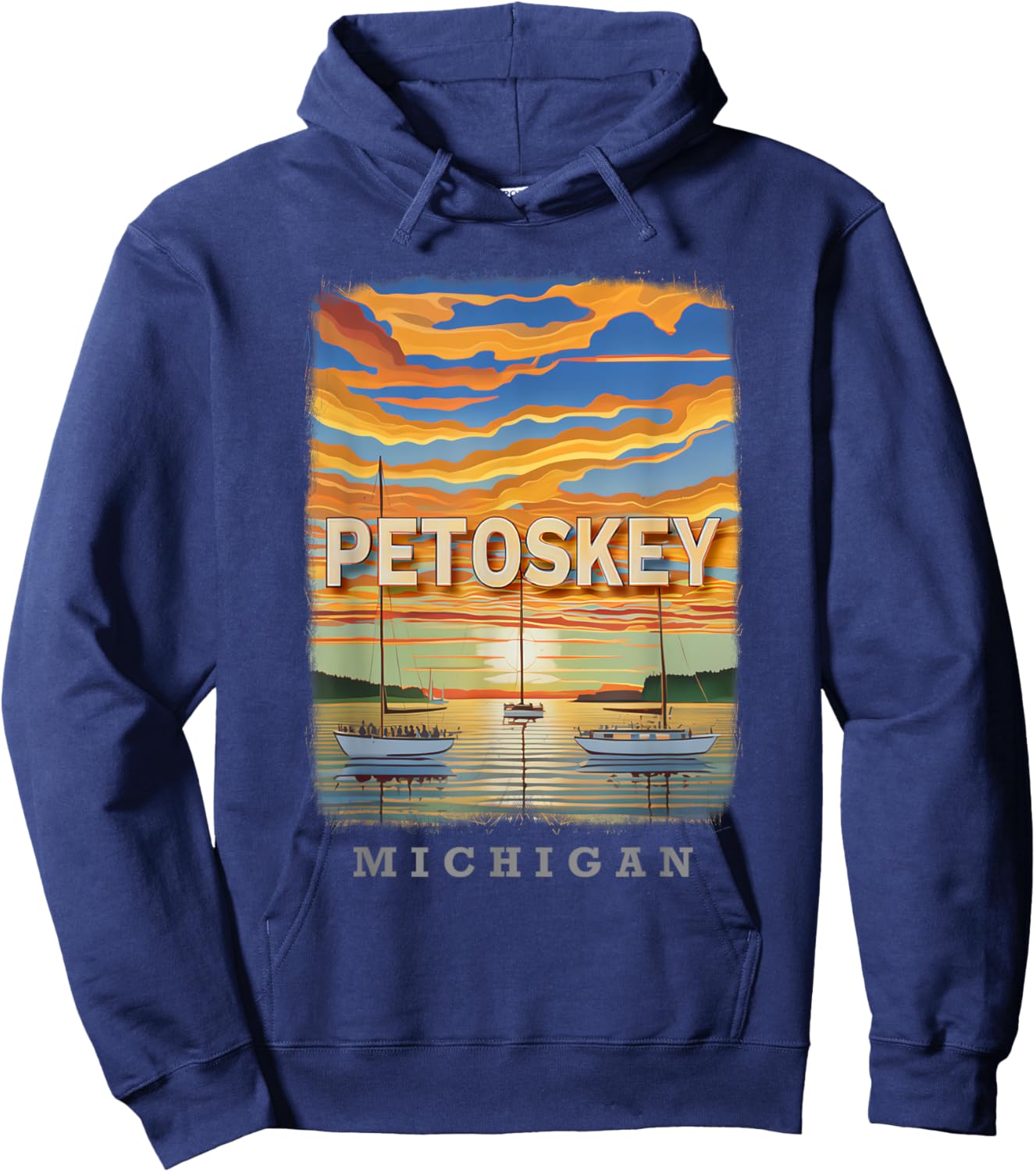 Petoskey Michigan MI Crystal Coastline SD166 Hoodie - Hoodie | Navy
