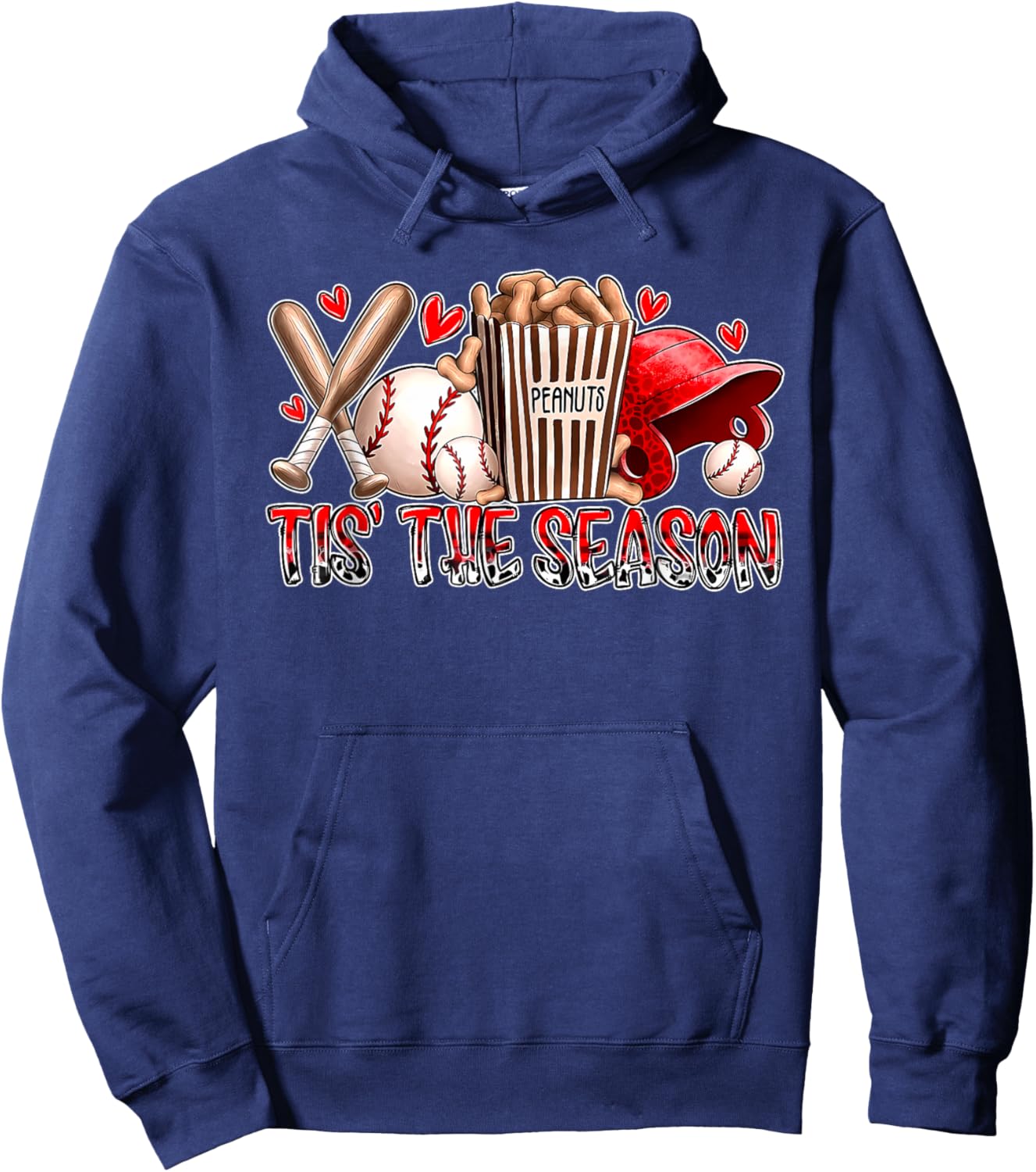 Funny Baseball Lover Tis The Season Baseball Mom Game Day Hoodie - Hoodie | Navy