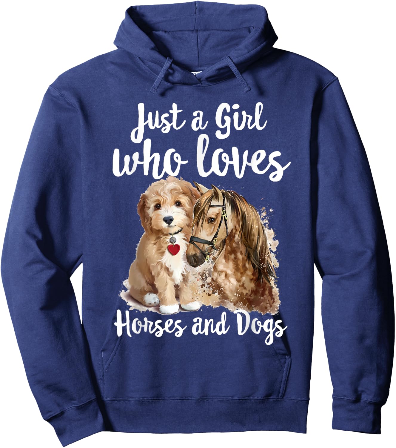 Just a Girl who loves Horses And Dogs Funny Horse & Dog Hoodie - Hoodie | Navy