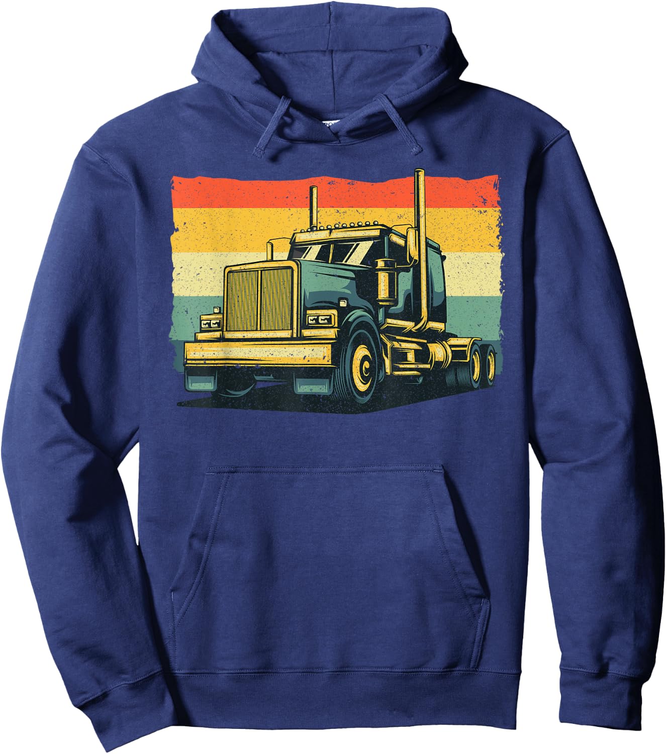 Vintage Trucker Art Women Kids Trucking Truck Driver Hoodie - Hoodie | Navy