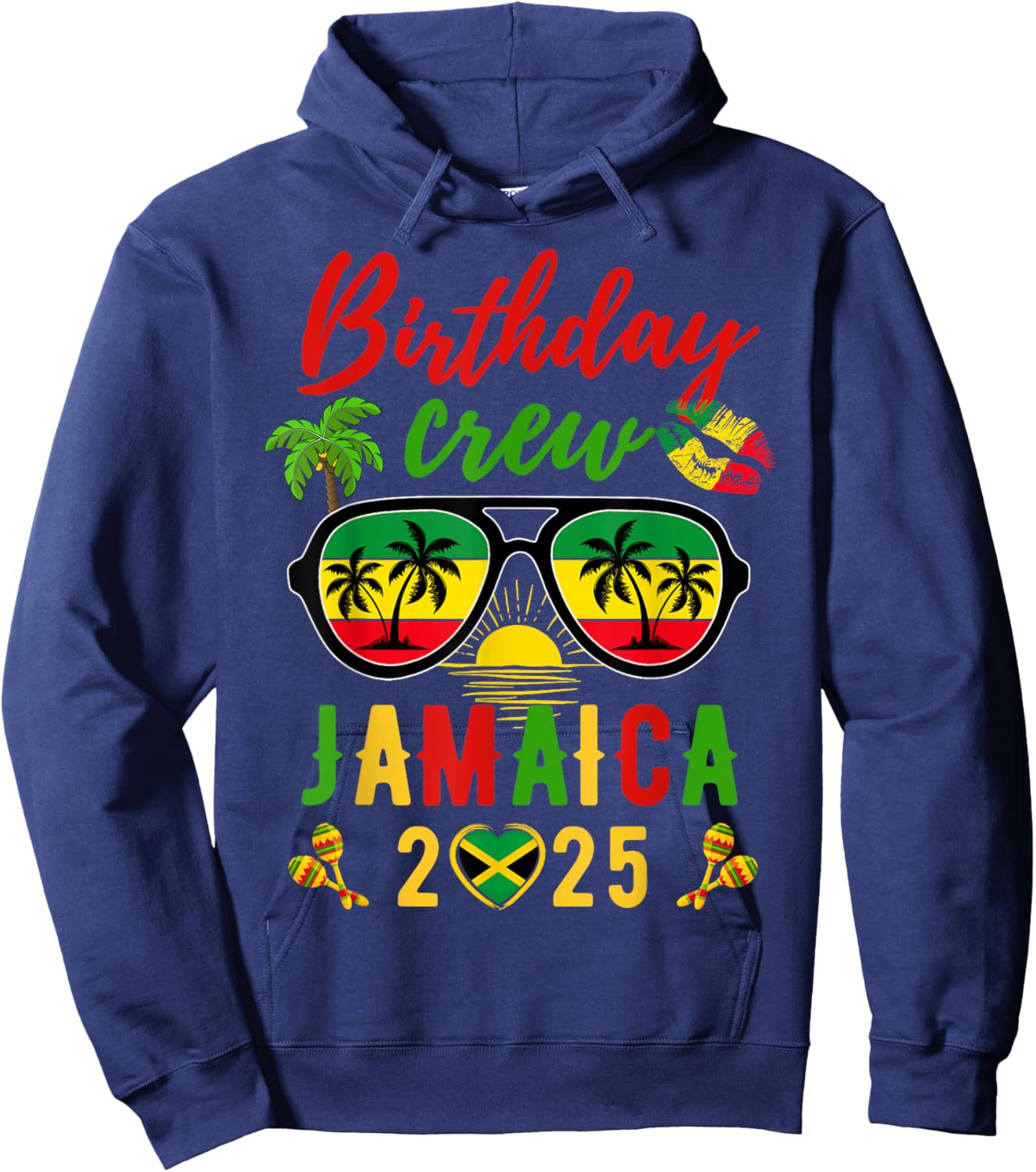 Birthday Queen King Jamaica Girls Trip 2025 Women Matching Hoodie - Hoodie | Navy