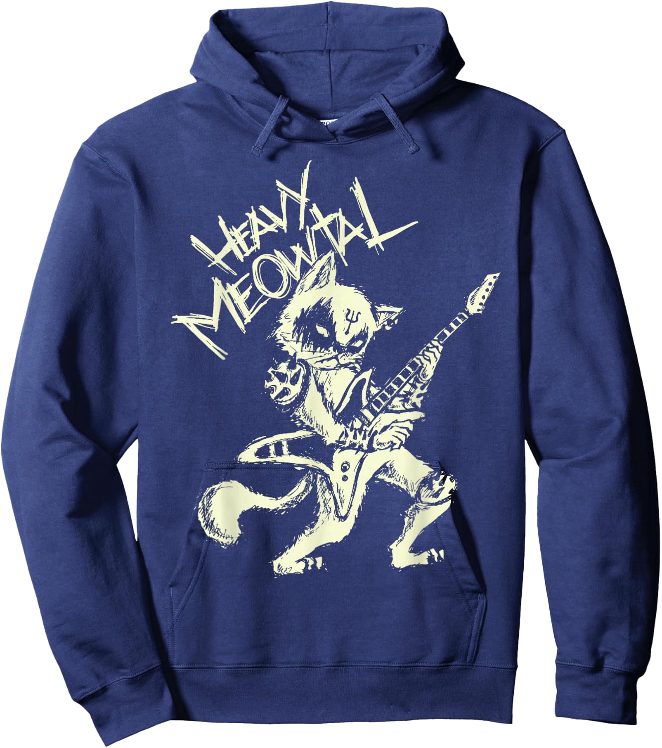 Heavy Metal Cats Gift Clothing Guitar Playing Cat Gothic Hoodie - Hoodie | Navy