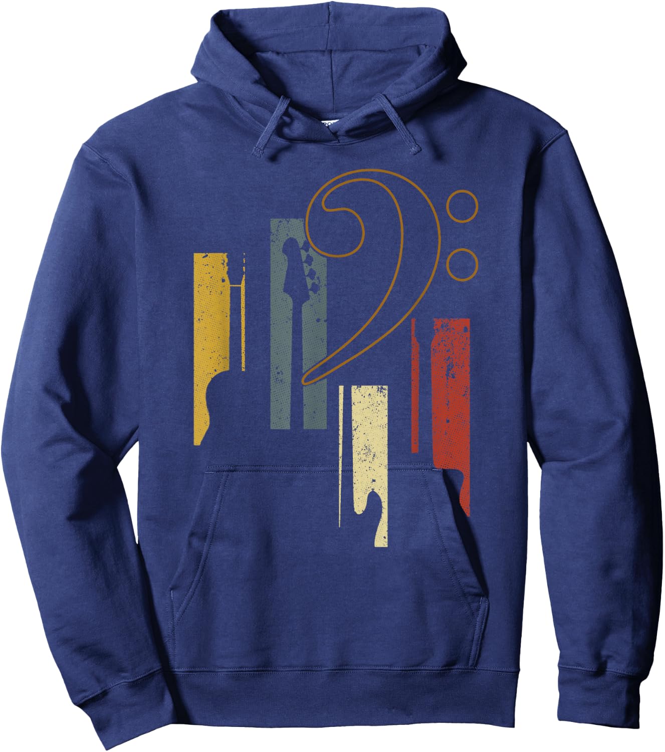 Bass Clef Vintage Bass Guitar Players Music Vintage Guitar Hoodie - Hoodie | Navy