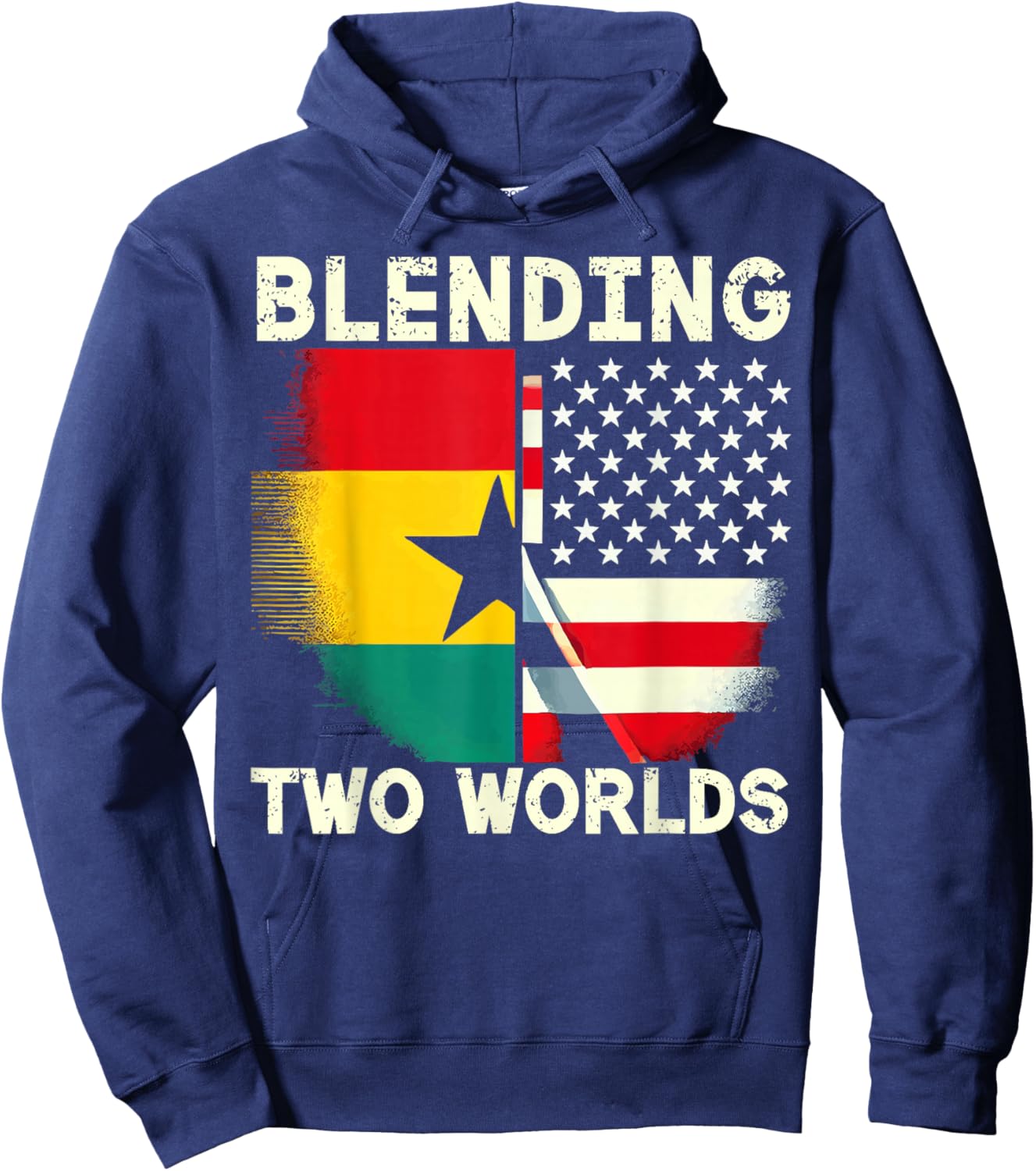 Half Ghanaian Half American USA Flag Ghana America Hoodie - Hoodie | Navy
